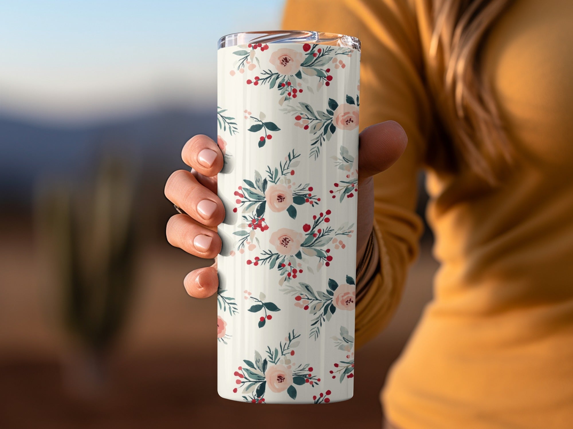 Floral Design Insulated Tumbler for Hot and Cold Drinks