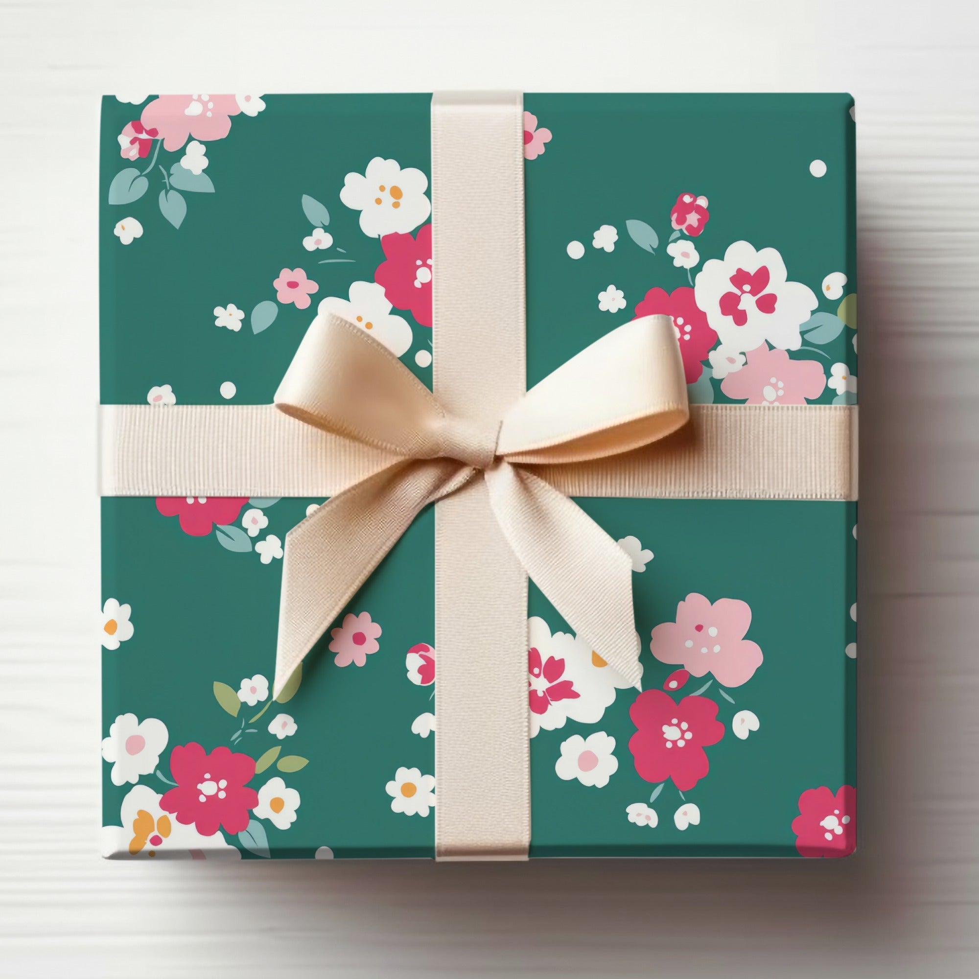 Elegant Floral Gift Box with Delicate Cream Bow