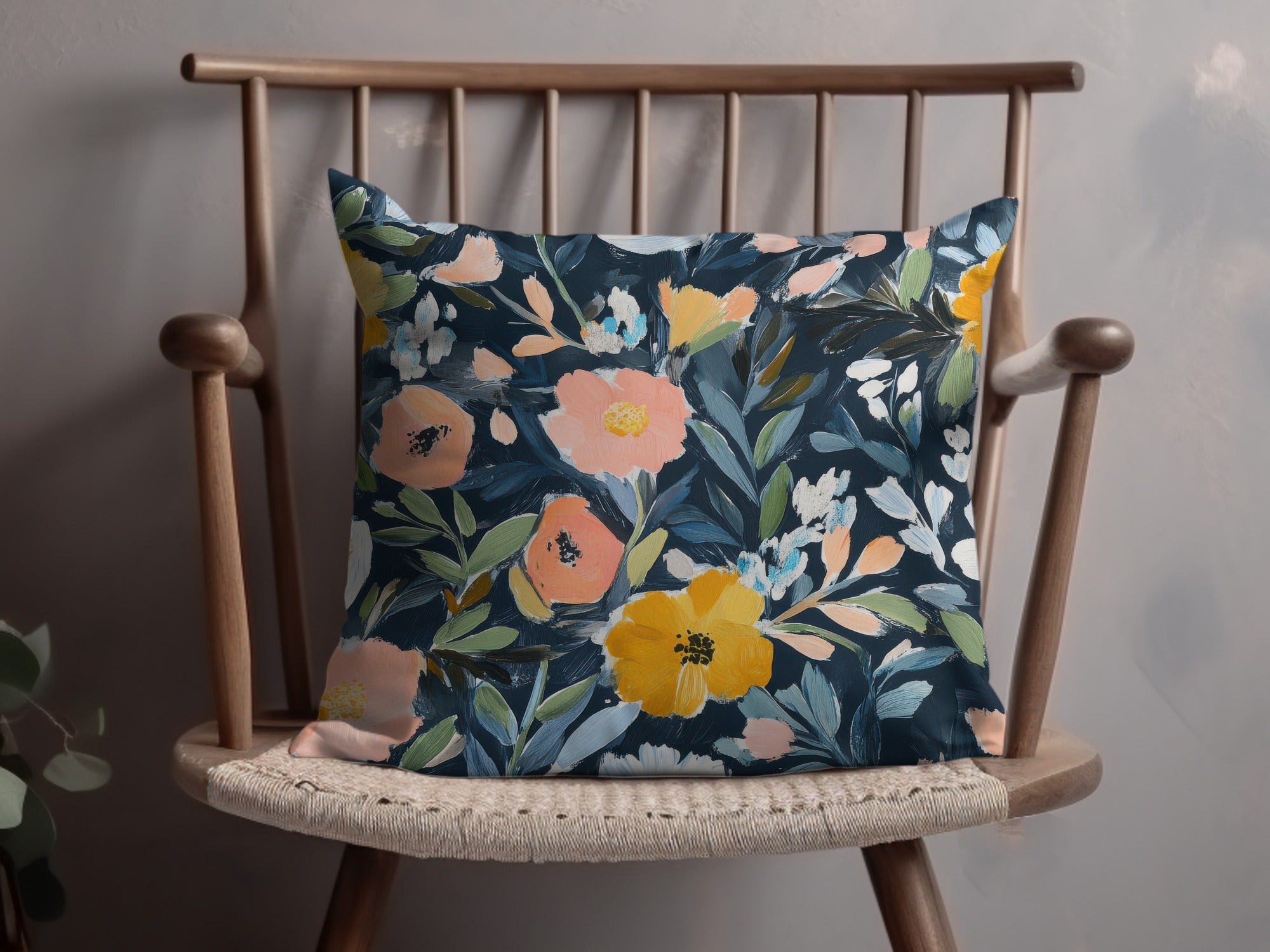 Colorful Floral Pattern Throw Pillow Home Decor Accessory