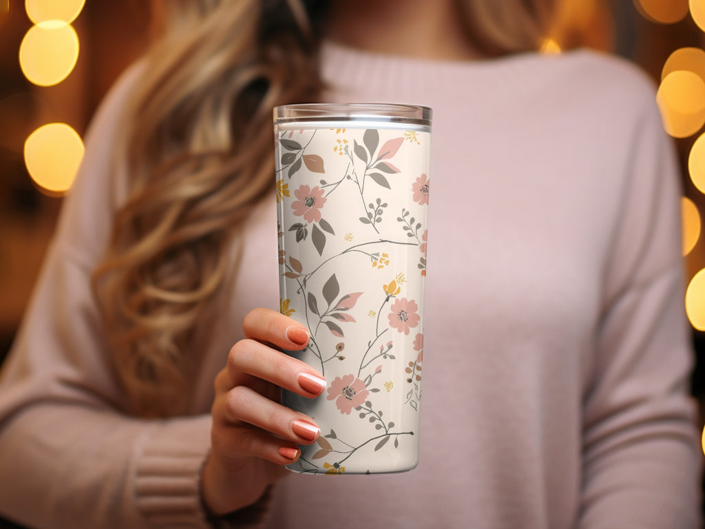 Floral Patterned Insulated Travel Tumbler for Hot Cold Drinks