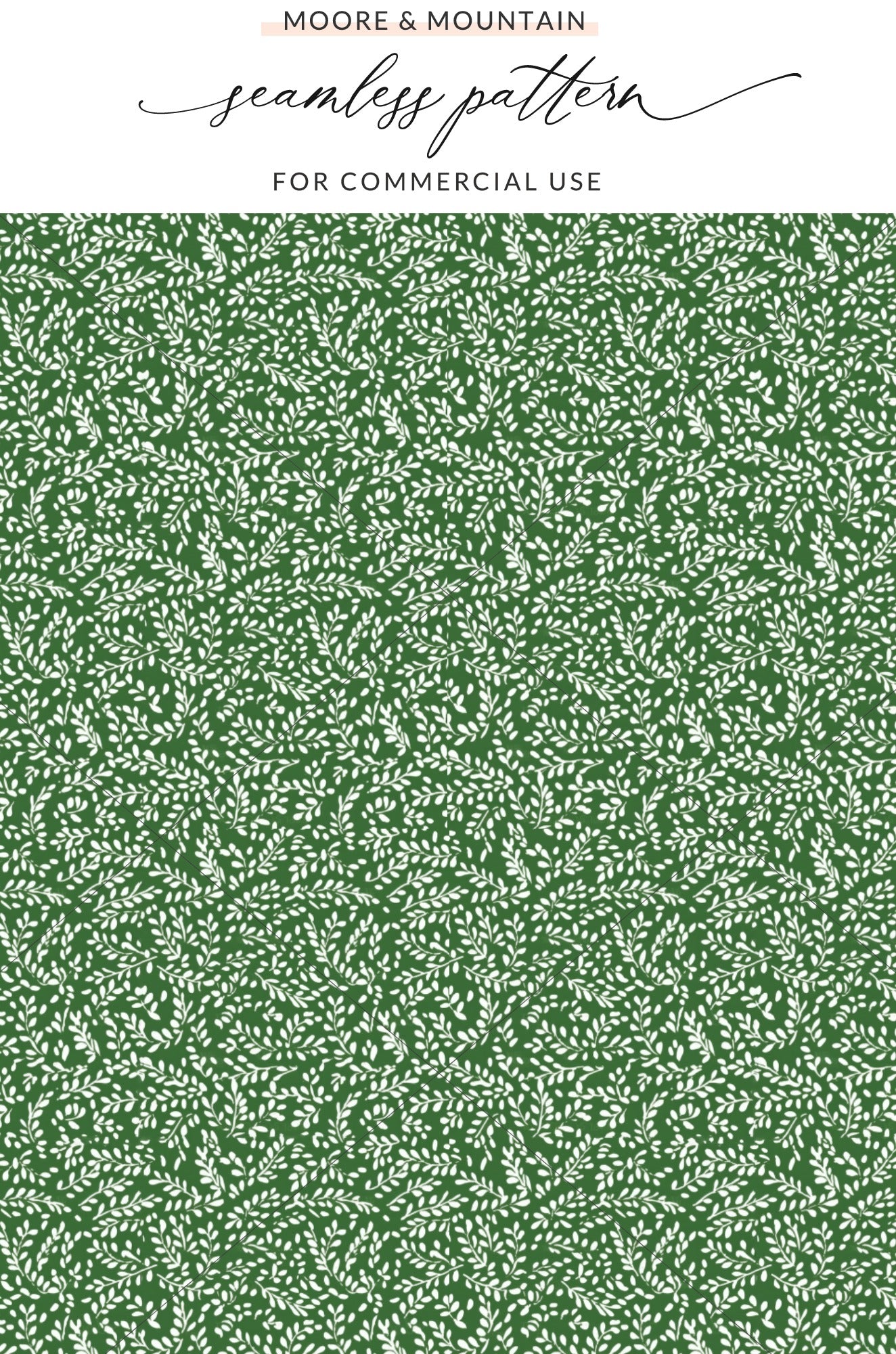 Green and White Seamless Pattern for Commercial Use