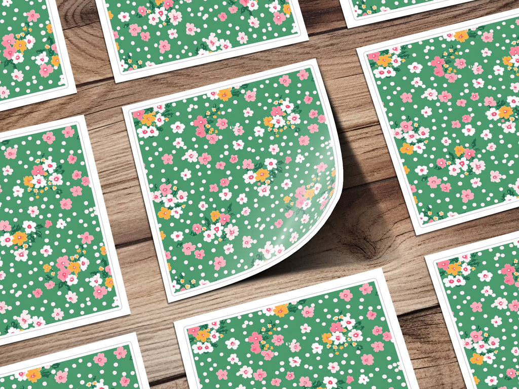 Floral and Polka Dot Green Sticker Sheet Collection