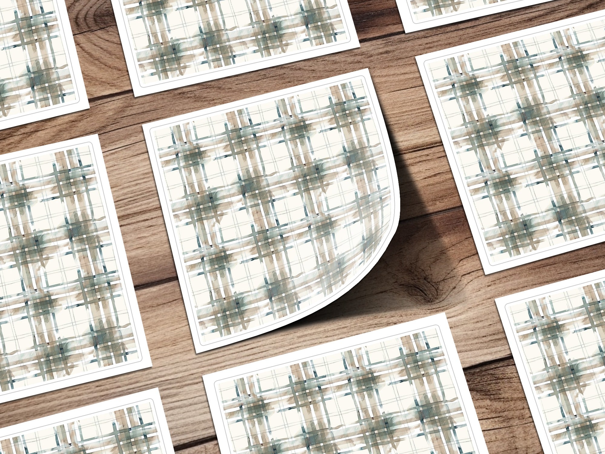Elegant Plaid Pattern High-Quality Sticker Sheets