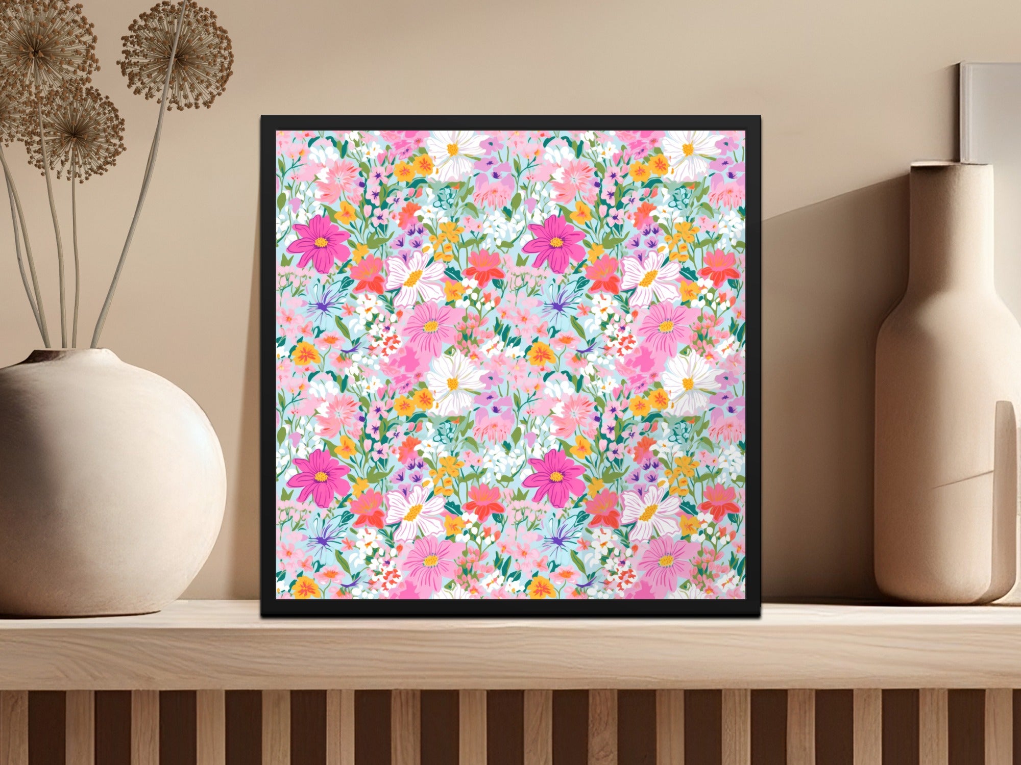 Vibrant Multicolor Floral Print Wall Art Decor