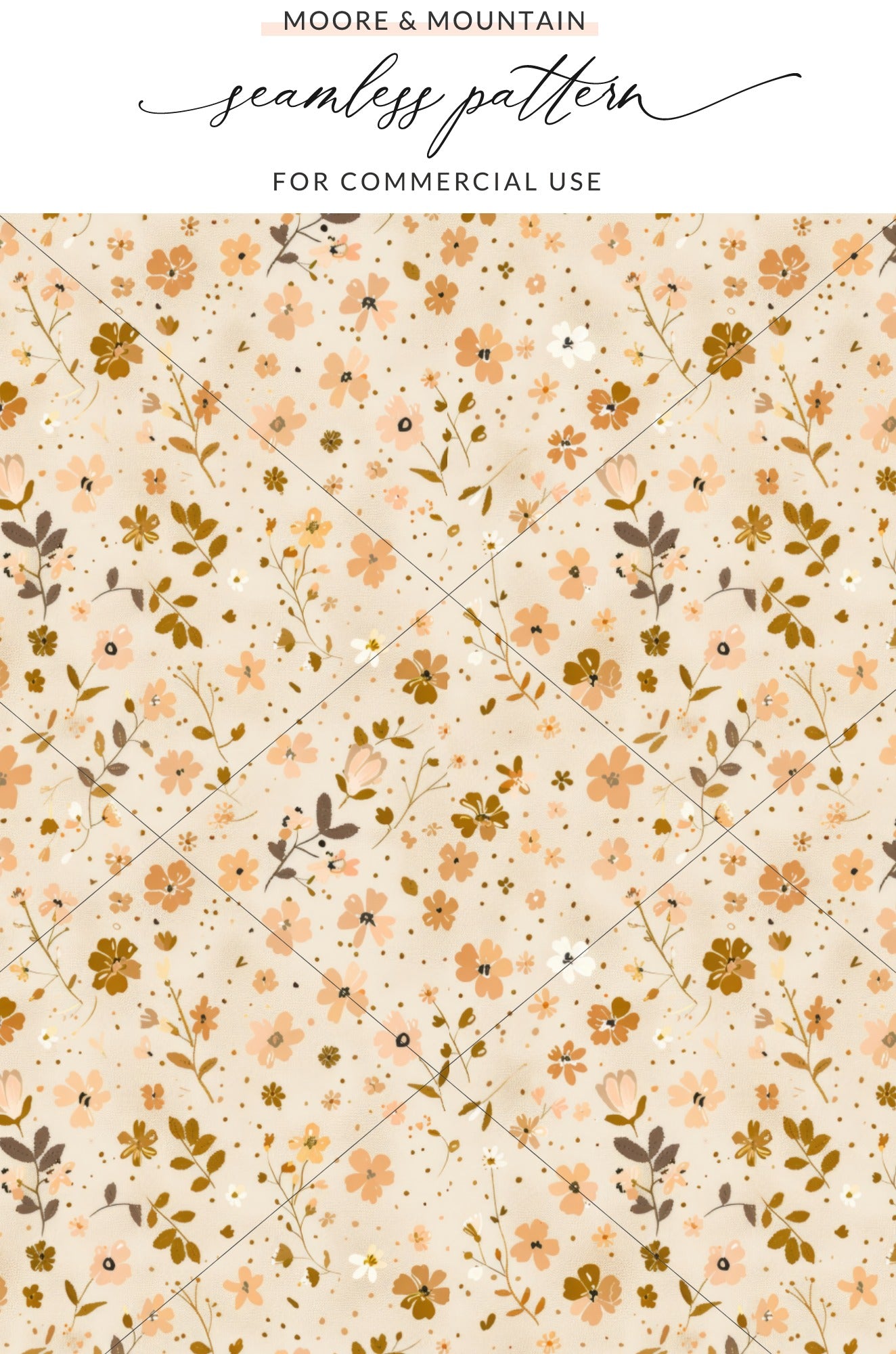 Moore and Mountain Seamless Floral Pattern for Commercial Use