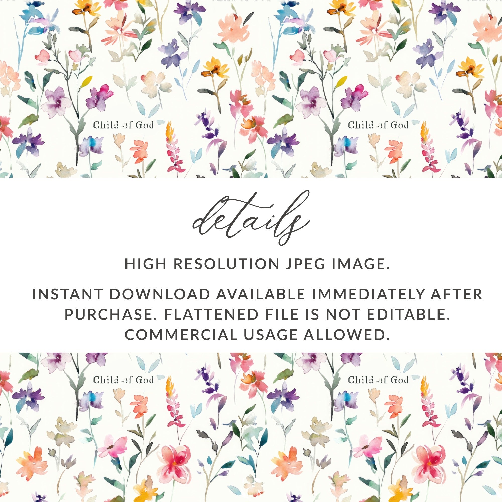 High Resolution Floral Print Instant Download JPEG