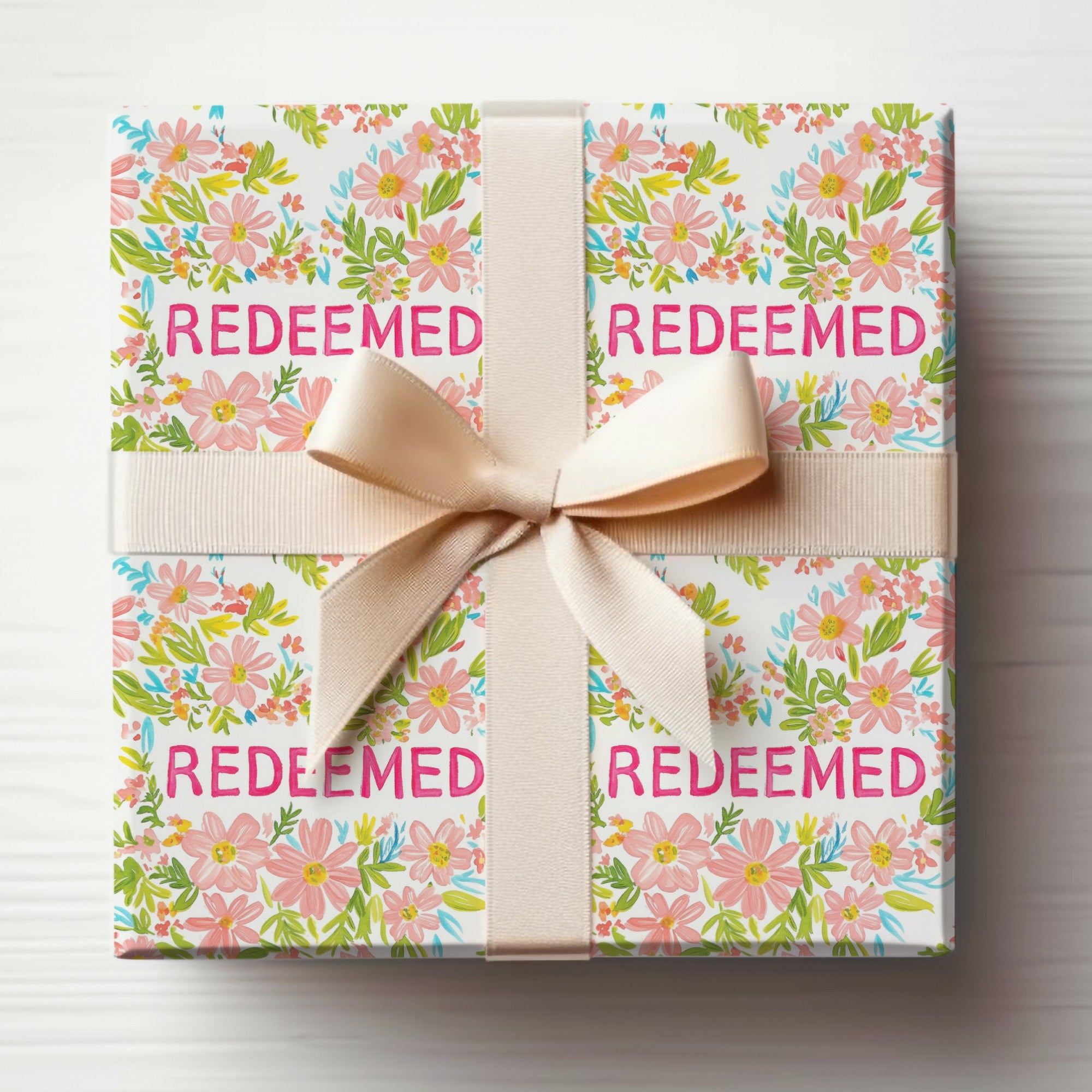 Redeemed Floral Gift Wrap with Ribbon