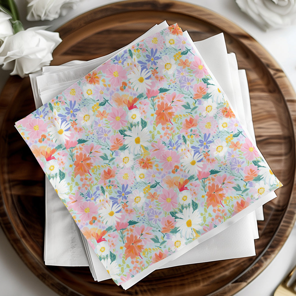 Colorful Wildflower Pattern Decorative Napkins Set