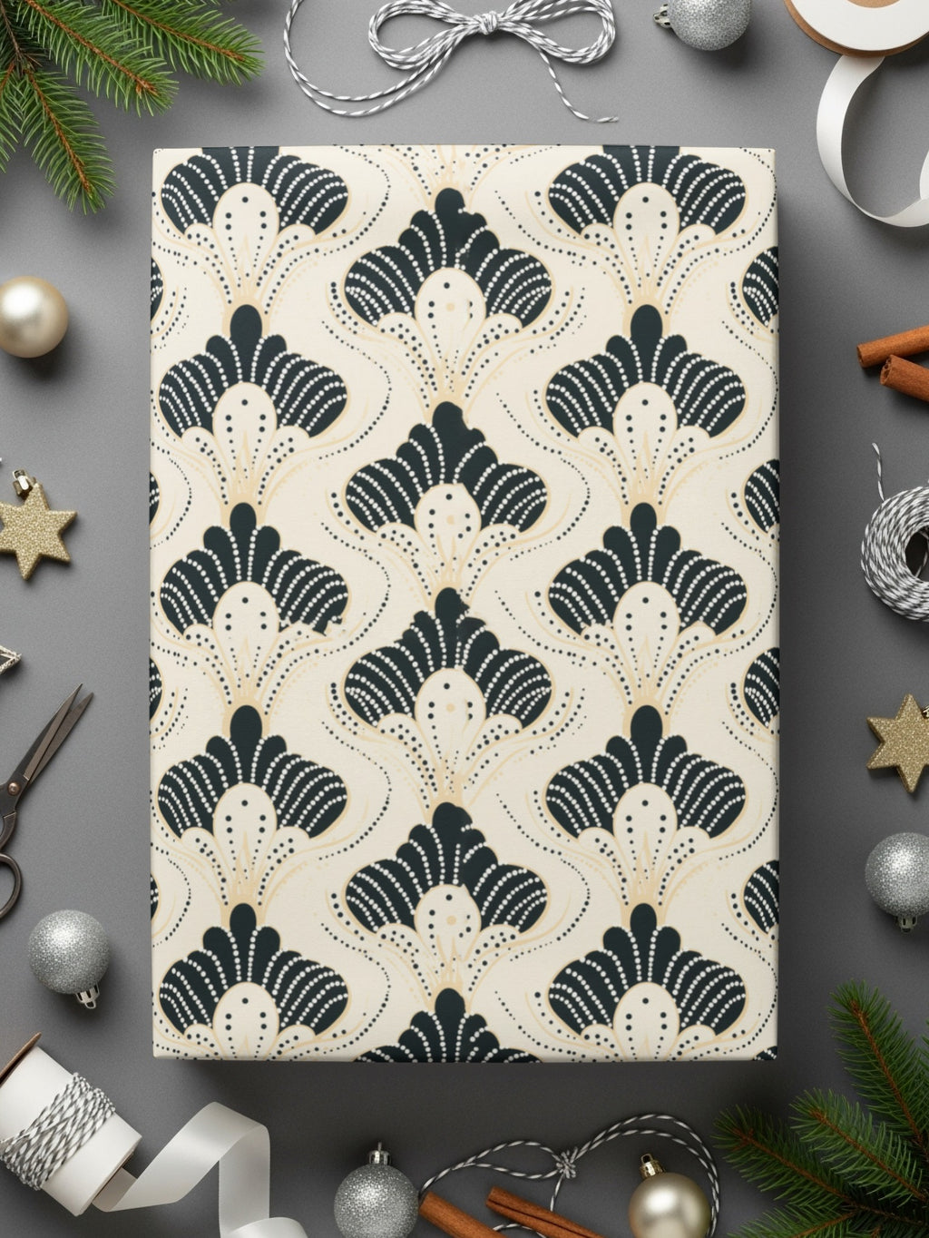 Elegant Art Deco Black And White Wrapping Paper
