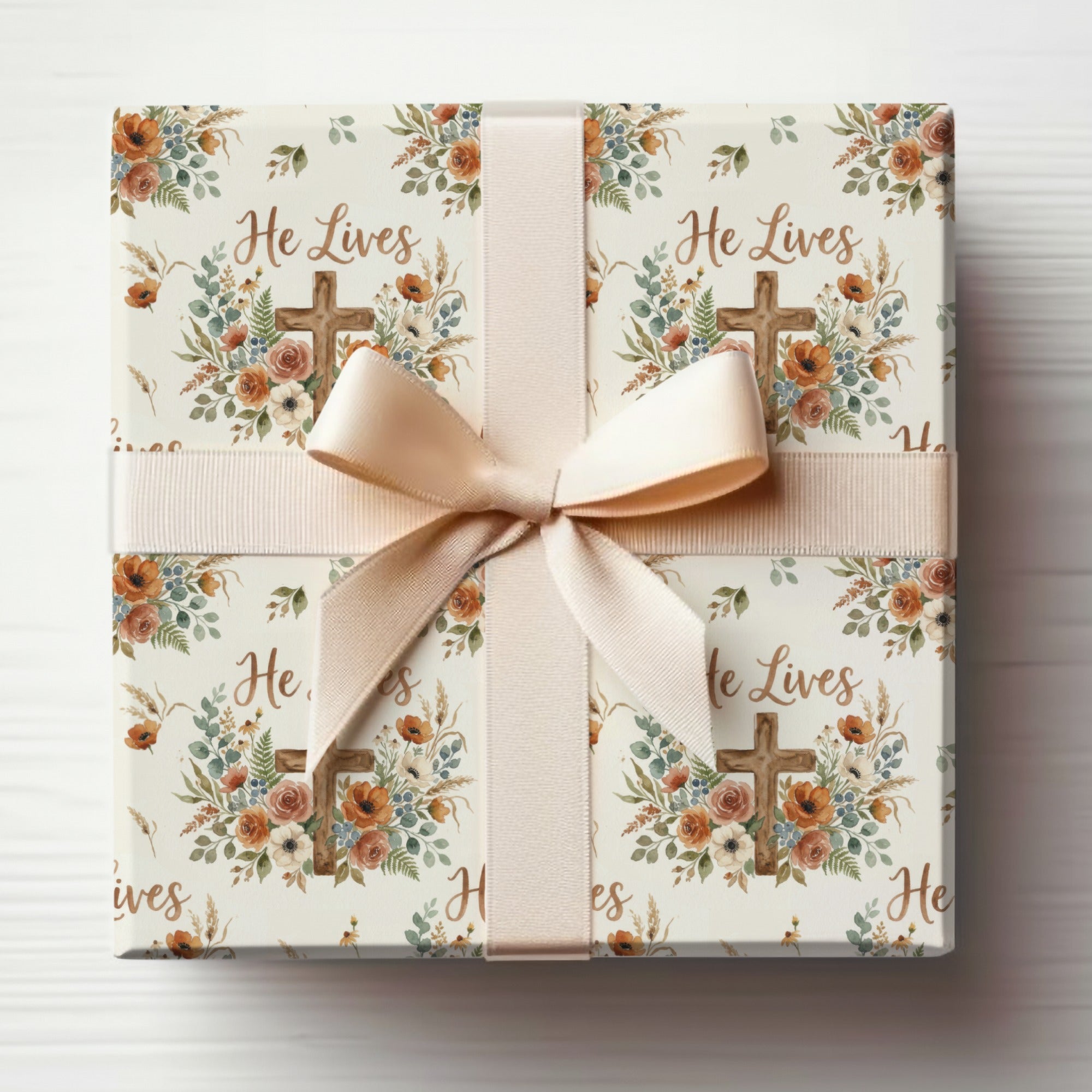 He Lives Floral Cross Easter Spring Christian product type