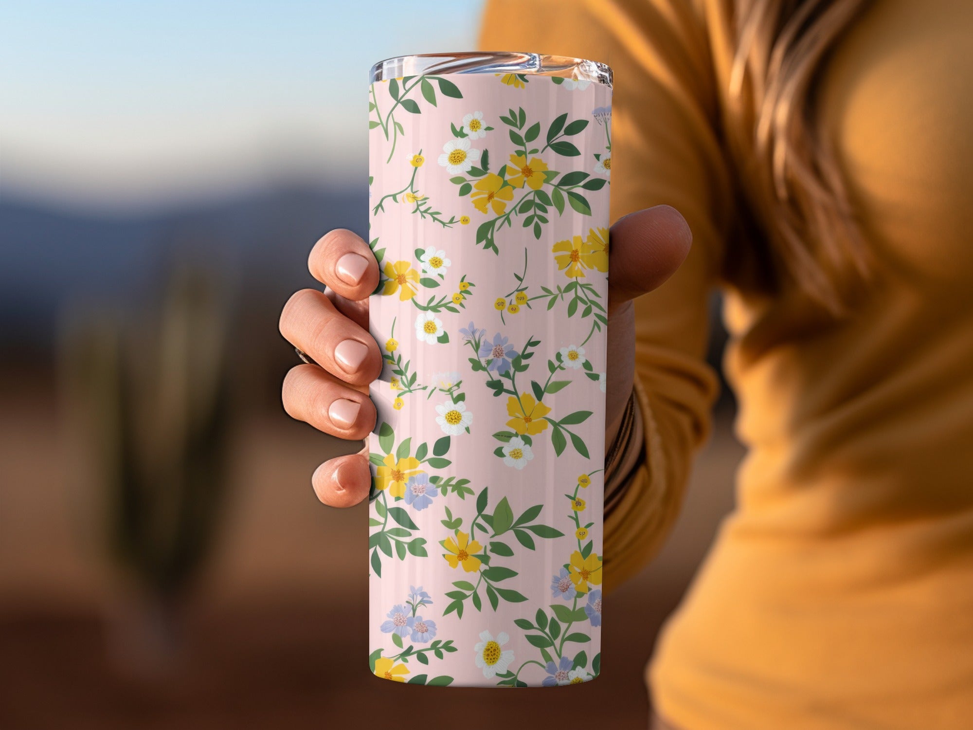 Floral Patterned Insulated Travel Tumbler