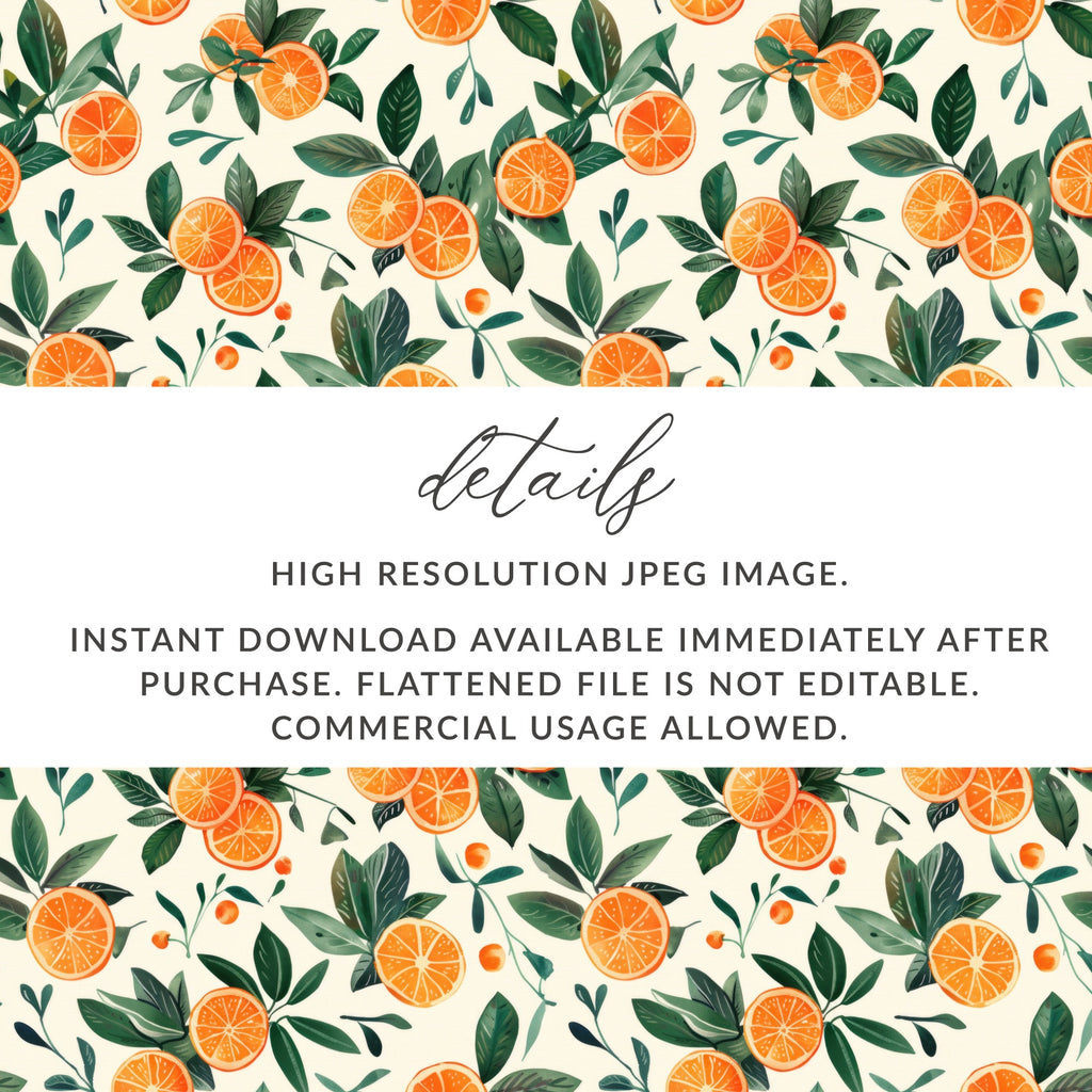 Orange Citrus Leaves Pattern High Resolution JPEG Digital