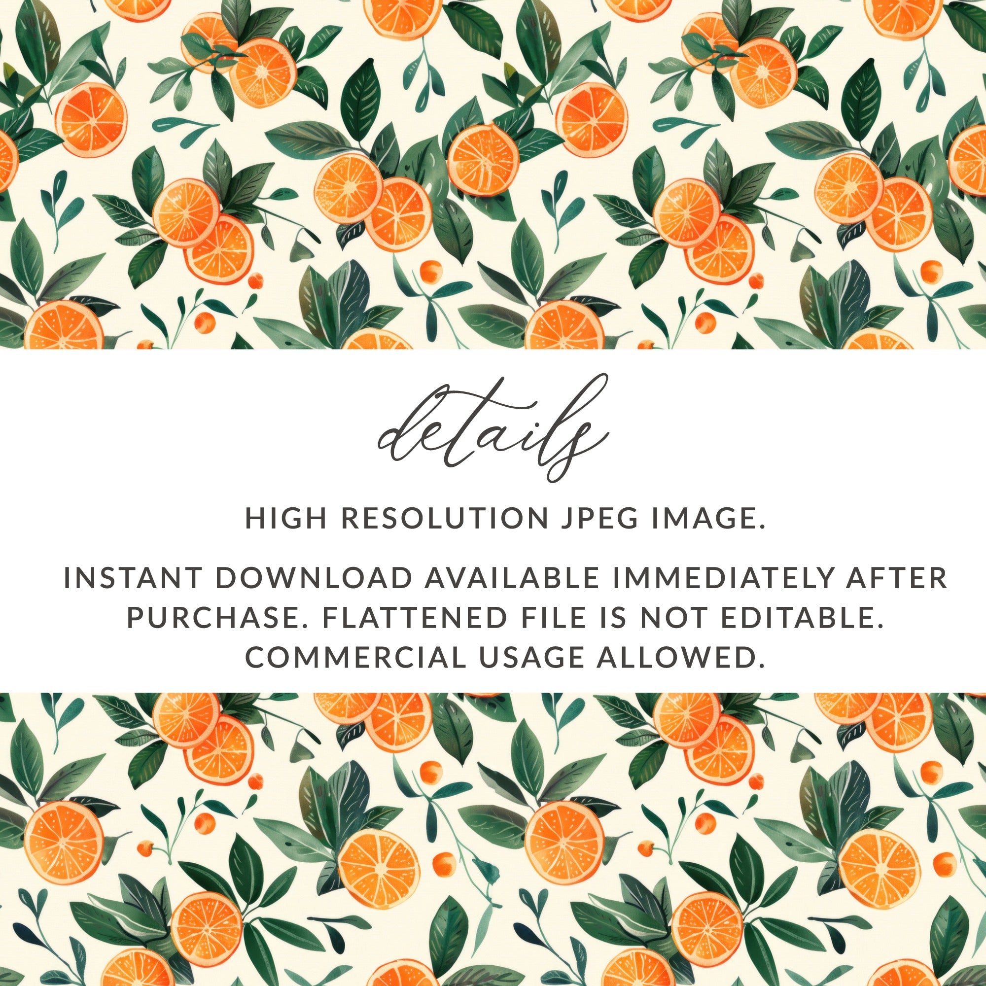 Orange Citrus Leaves Pattern High Resolution JPEG Digital