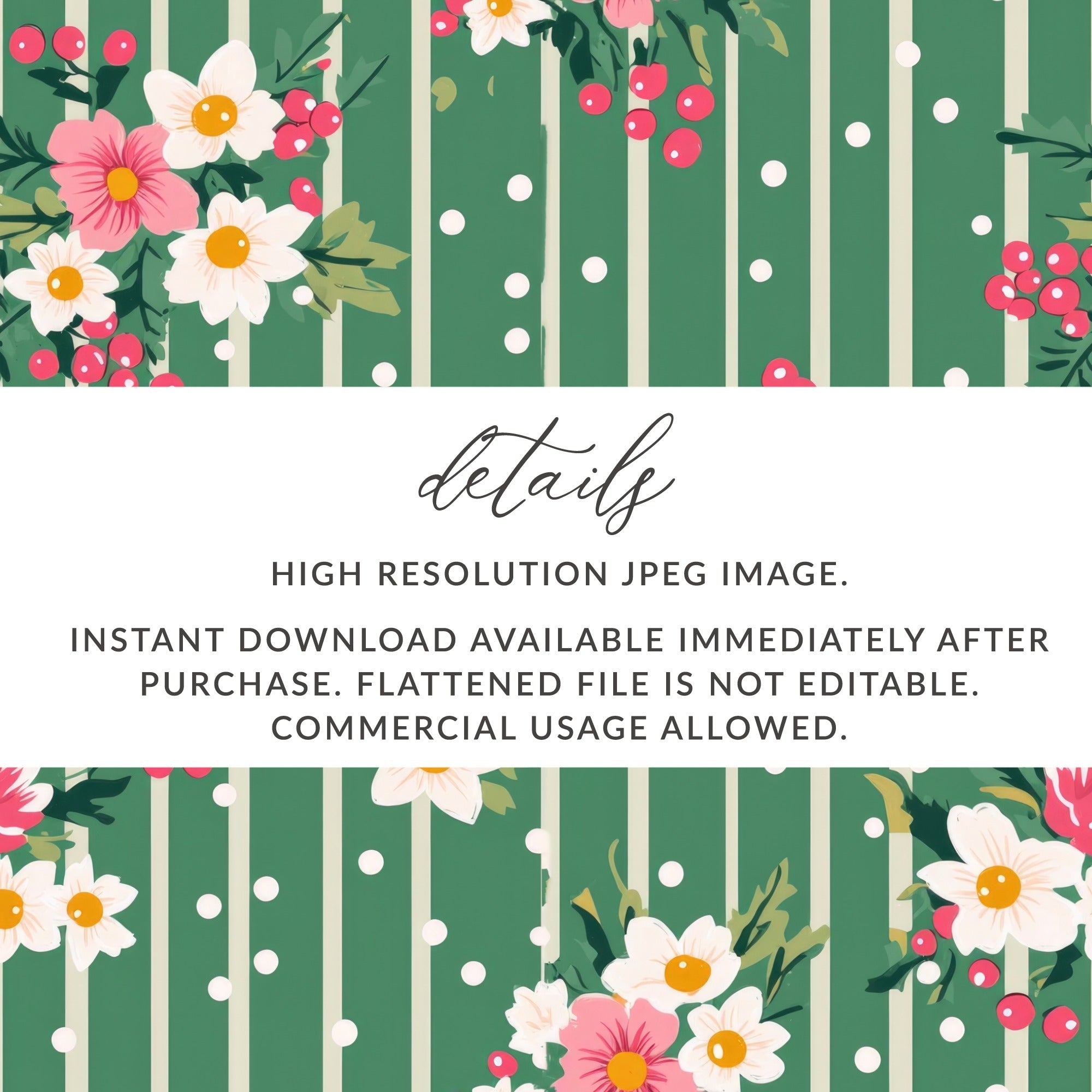 Floral Striped High Resolution JPEG Digital Download