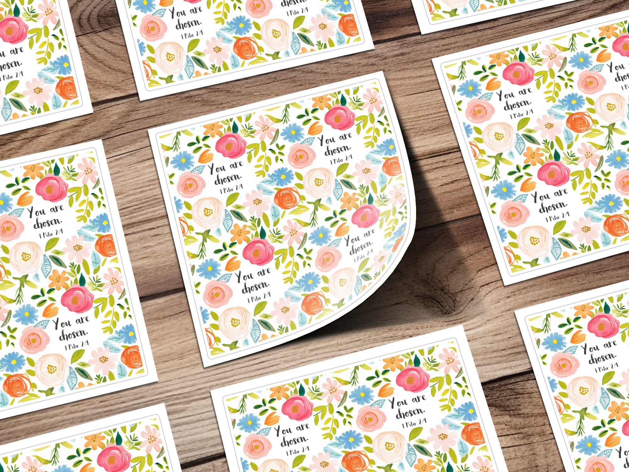 You Are Chosen 1 Peter 2:4 Floral Greeting Cards