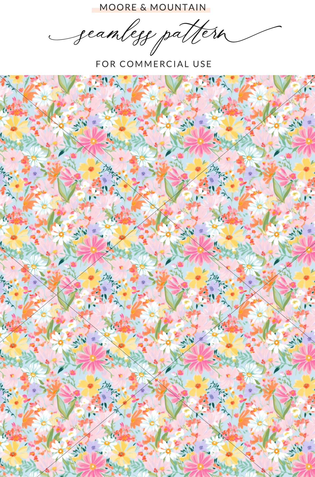 Colorful Floral Seamless Pattern for Commercial Use