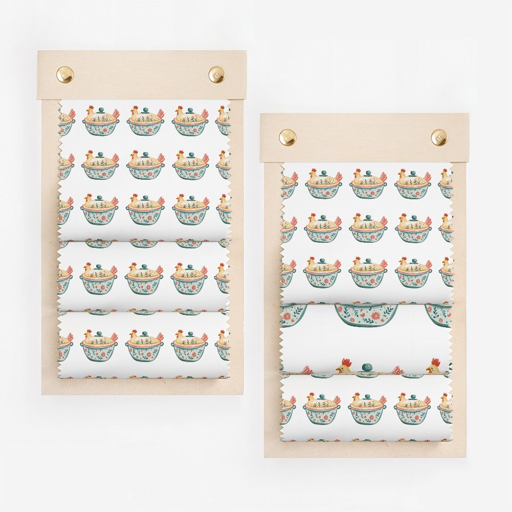 Whimsical Chicken Casserole Dish Floral Pattern Design Fabric Display product type
Chicken Pattern
Hen Design
Casserole Dish
Floral Print
Flower Pattern
Whimsical Fabric
Cute Illustration
Kitchen Decor
Home Textile
Decorative Pattern
Farmhouse Style
Cottagecore Aesthetic
Unique Print
Artisan Design
Swatch Sample
Textile Art
Custom Fabric
Digital Print
Repeating Pattern
Dishware Motif