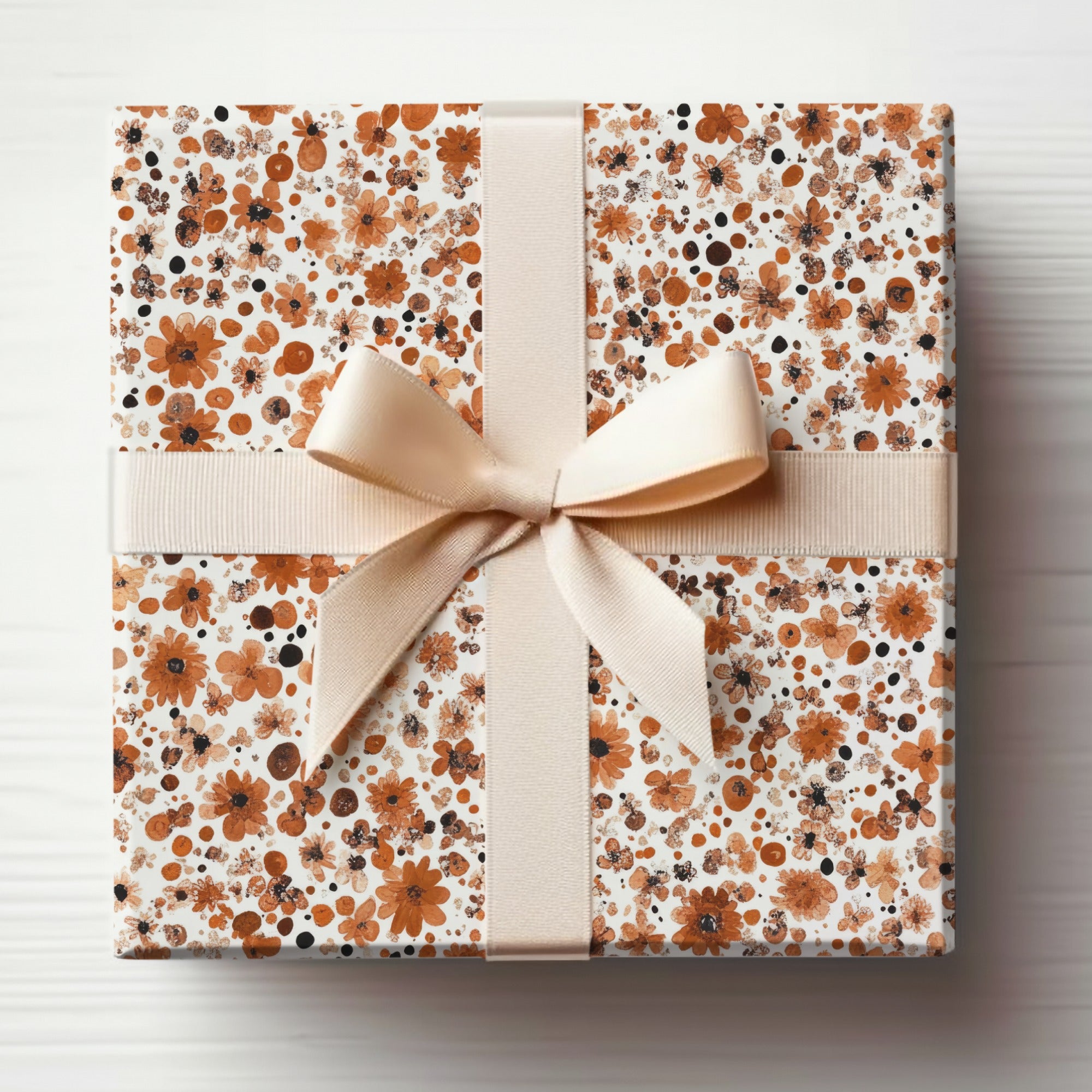 Floral Gift Box with Cream Ribbon Packaging Item