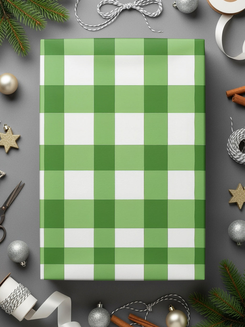 Green and White Checkered Wrapping Paper Gift Wrap