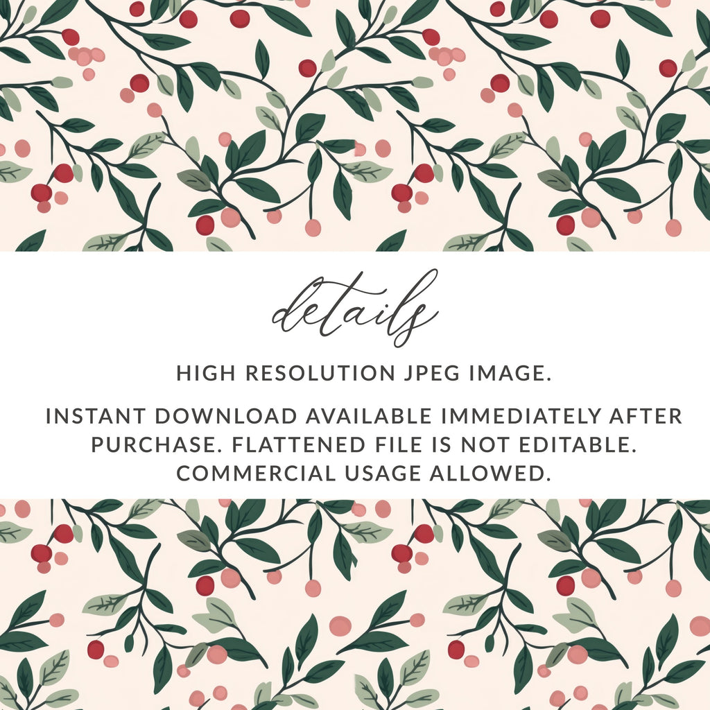 High Resolution JPEG Image with Red Berries Branches Design