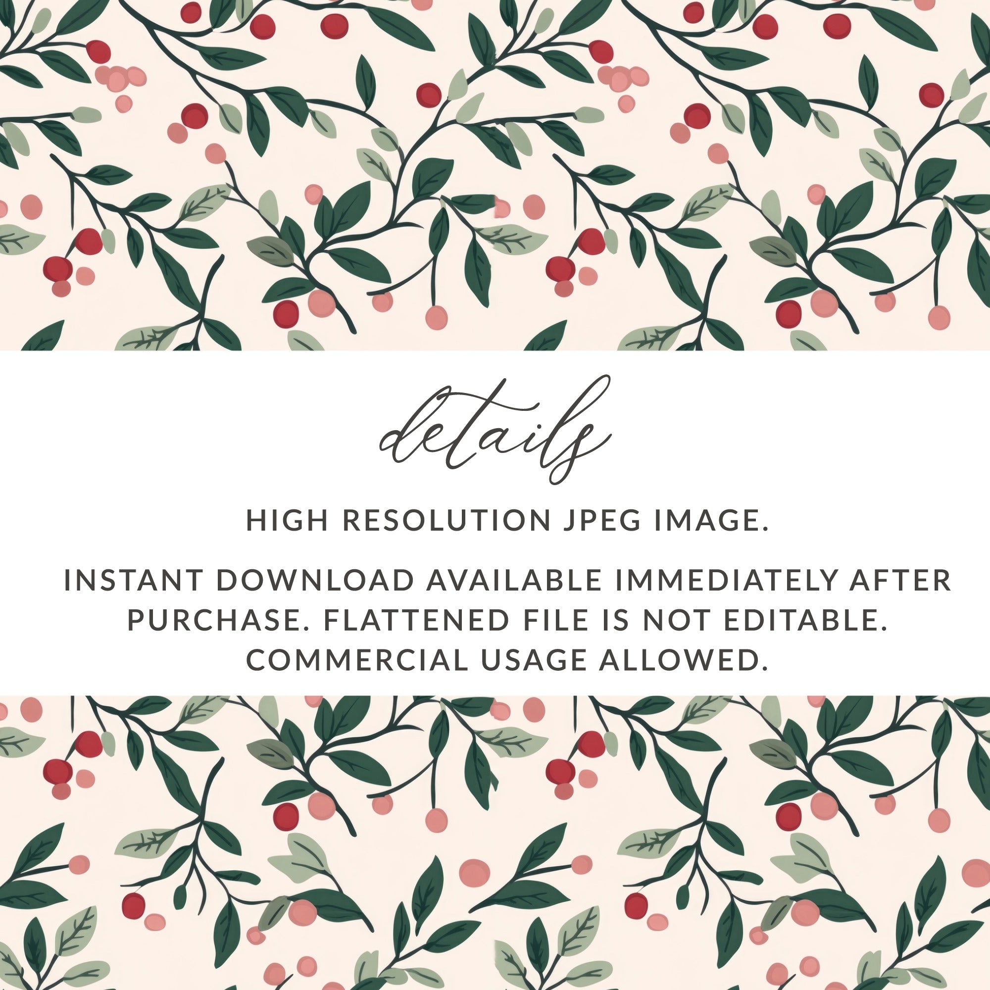 High Resolution JPEG Image with Red Berries Branches Design