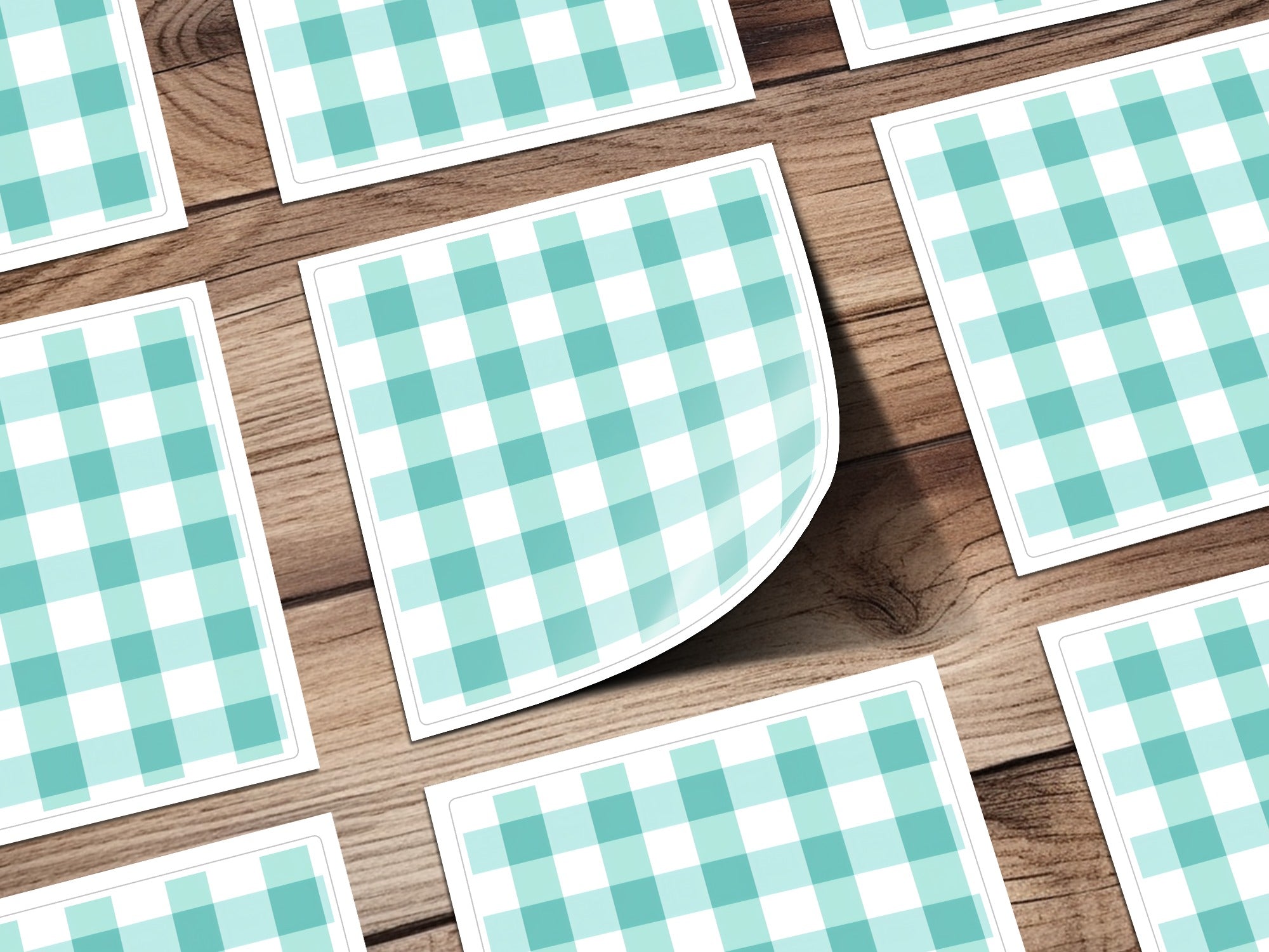 Blue Checkered Pattern Design Sticker Sheet