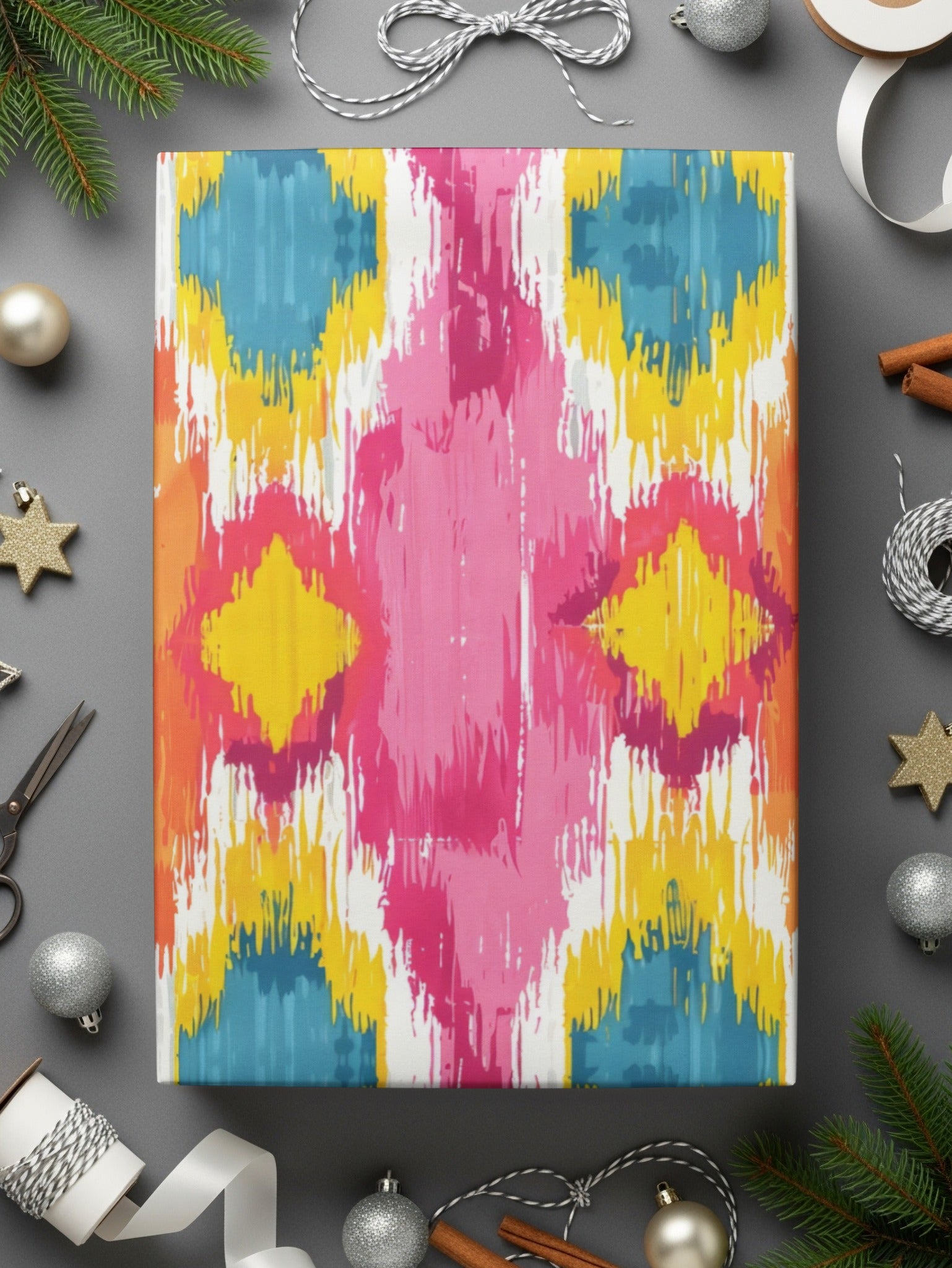 Bright Multicolor Abstract Patterned Gift Wrap Paper