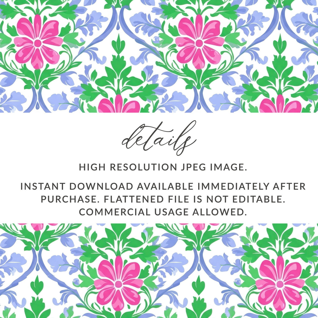 Floral pattern with "details" text and download information.