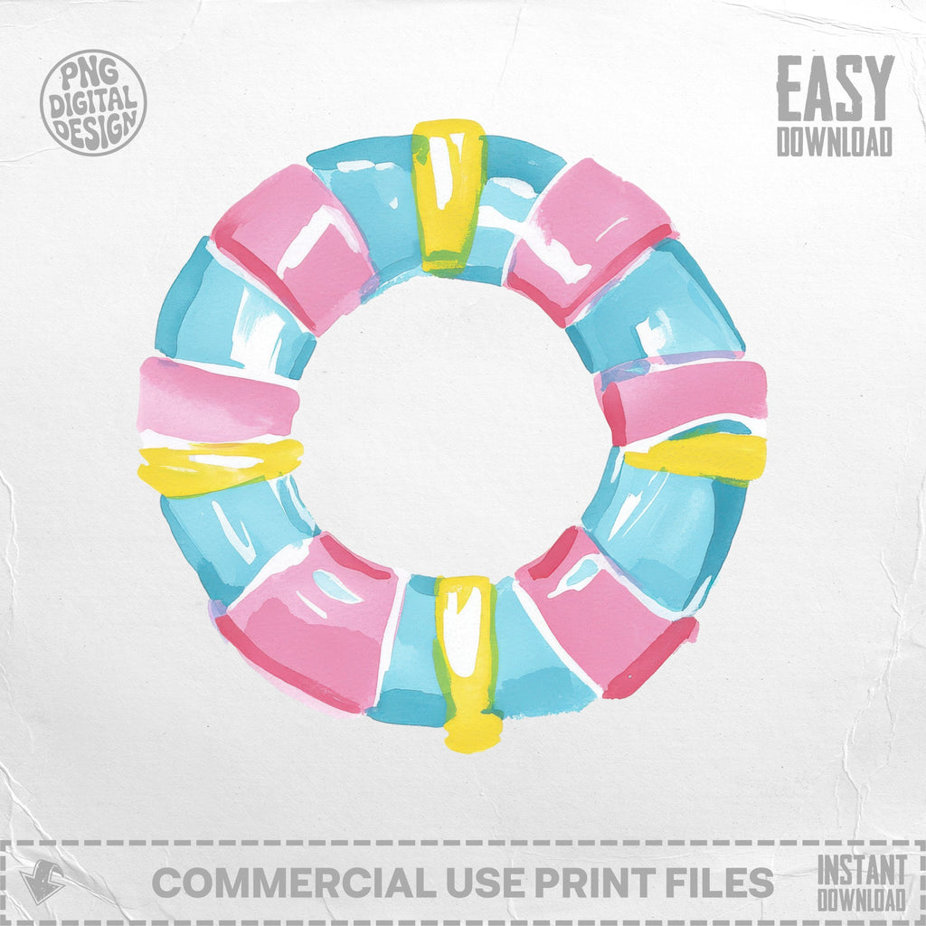 Colorful ring float with pink, blue, and yellow sections, with "Easy Download" text.