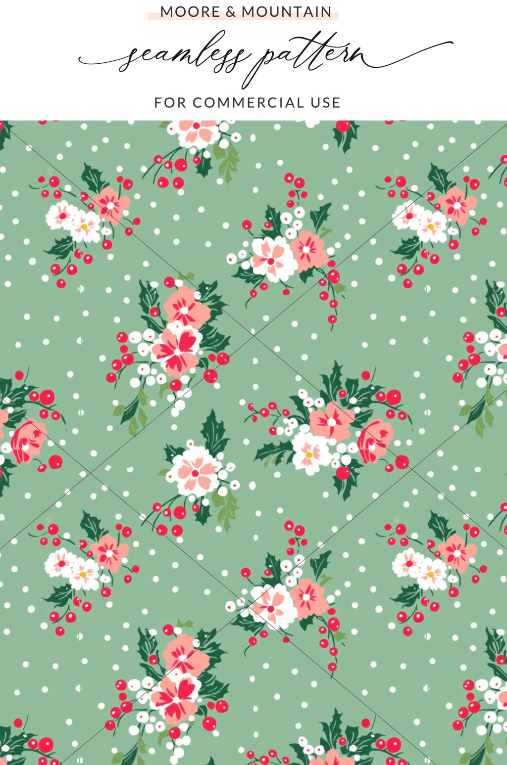 Floral and Berry Seamless Pattern for Commercial Use