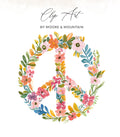 Floral peace sign with "Clip Art" and "BY MOORE & MOUNTAIN" text.