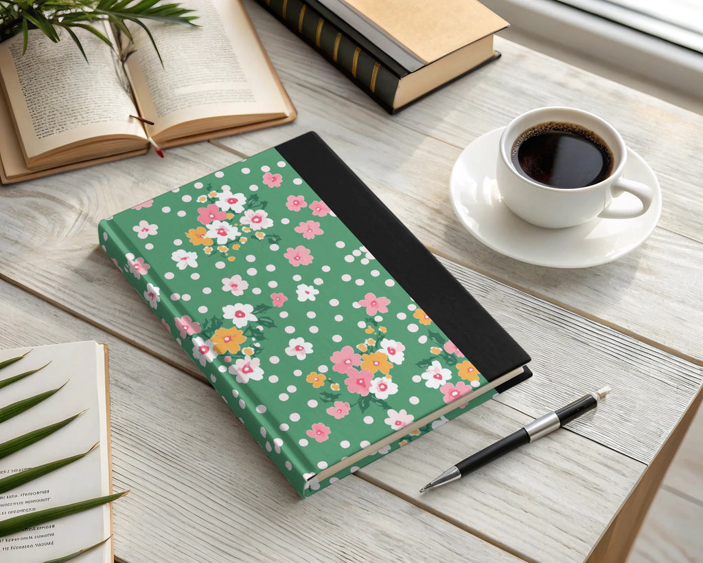 Floral Dot Pattern Hardcover Journal Notebook
