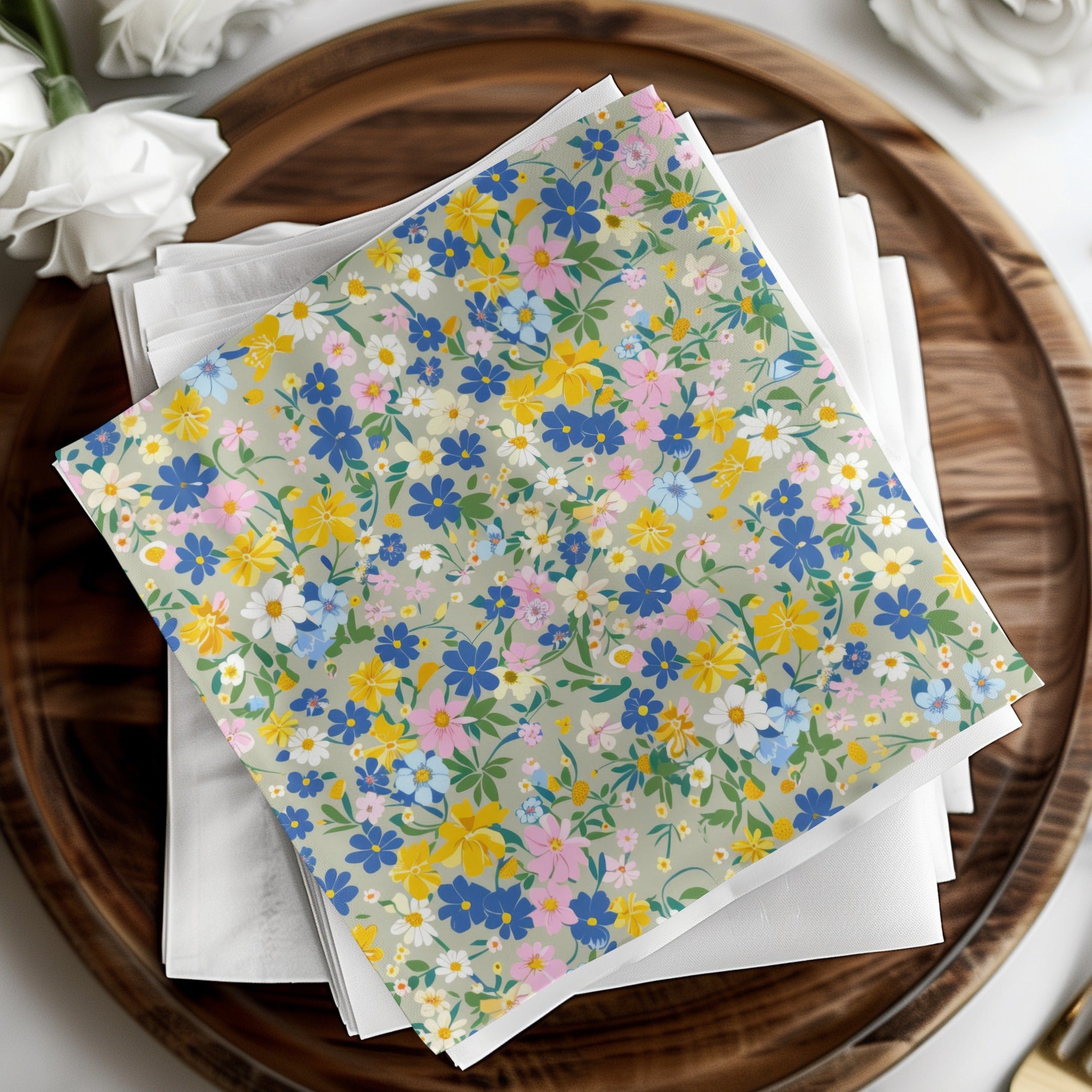 Colorful Floral Patterned Decorative Napkin