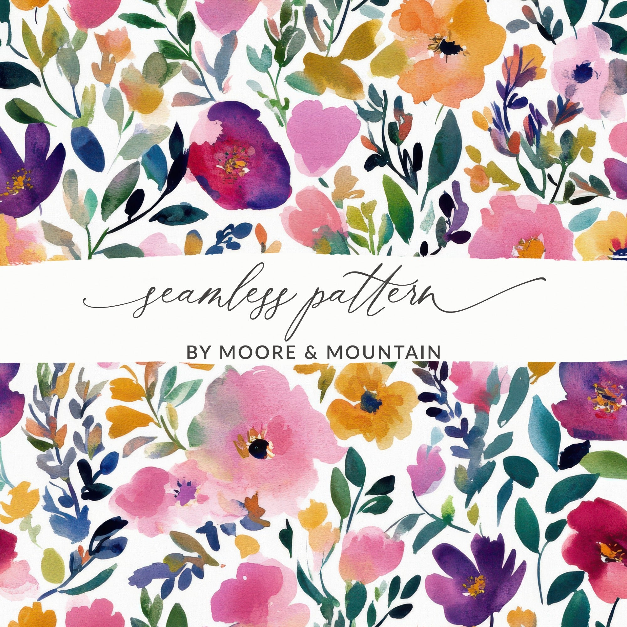 Colorful Floral Seamless Pattern Design by Moore & Mountain