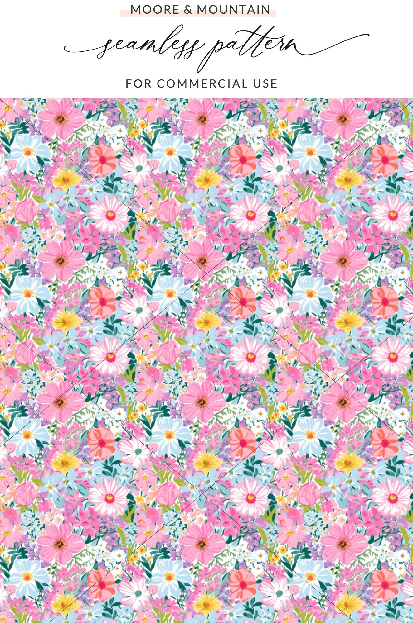 Vibrant Botanical Seamless Pattern for Commercial Use