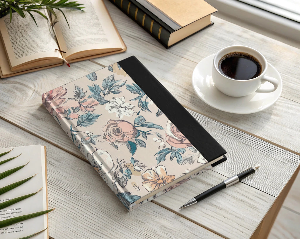 Elegant Floral Design Hardcover Diary Notebook