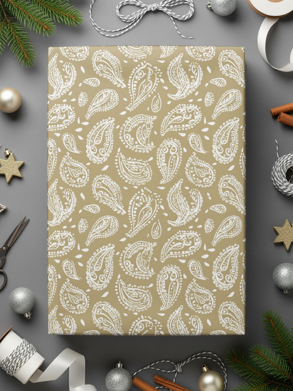 Elegant Paisley Pattern Gift Wrap for Holiday Season