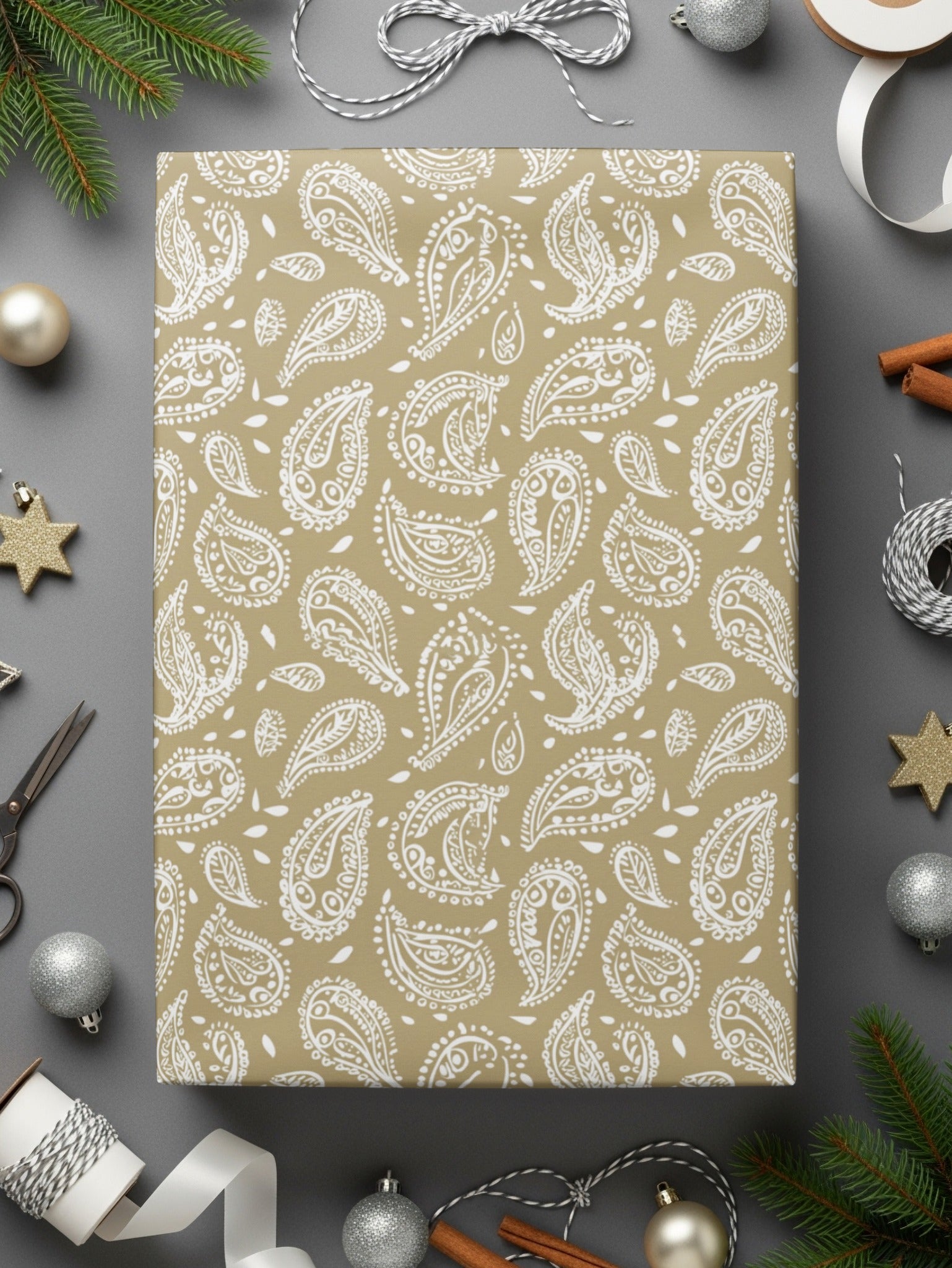 Elegant Paisley Pattern Gift Wrap for Holiday Season