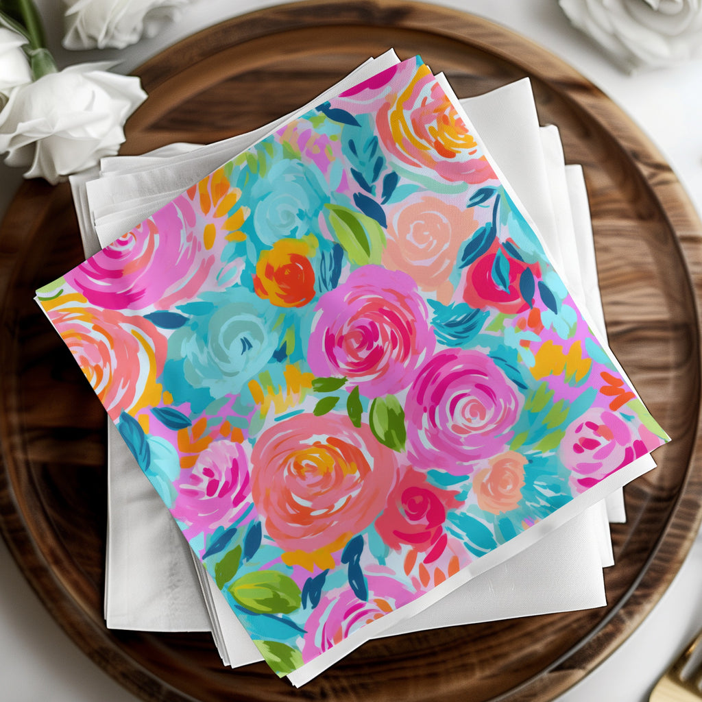 Colorful Floral Patterned Decorative Napkin Set