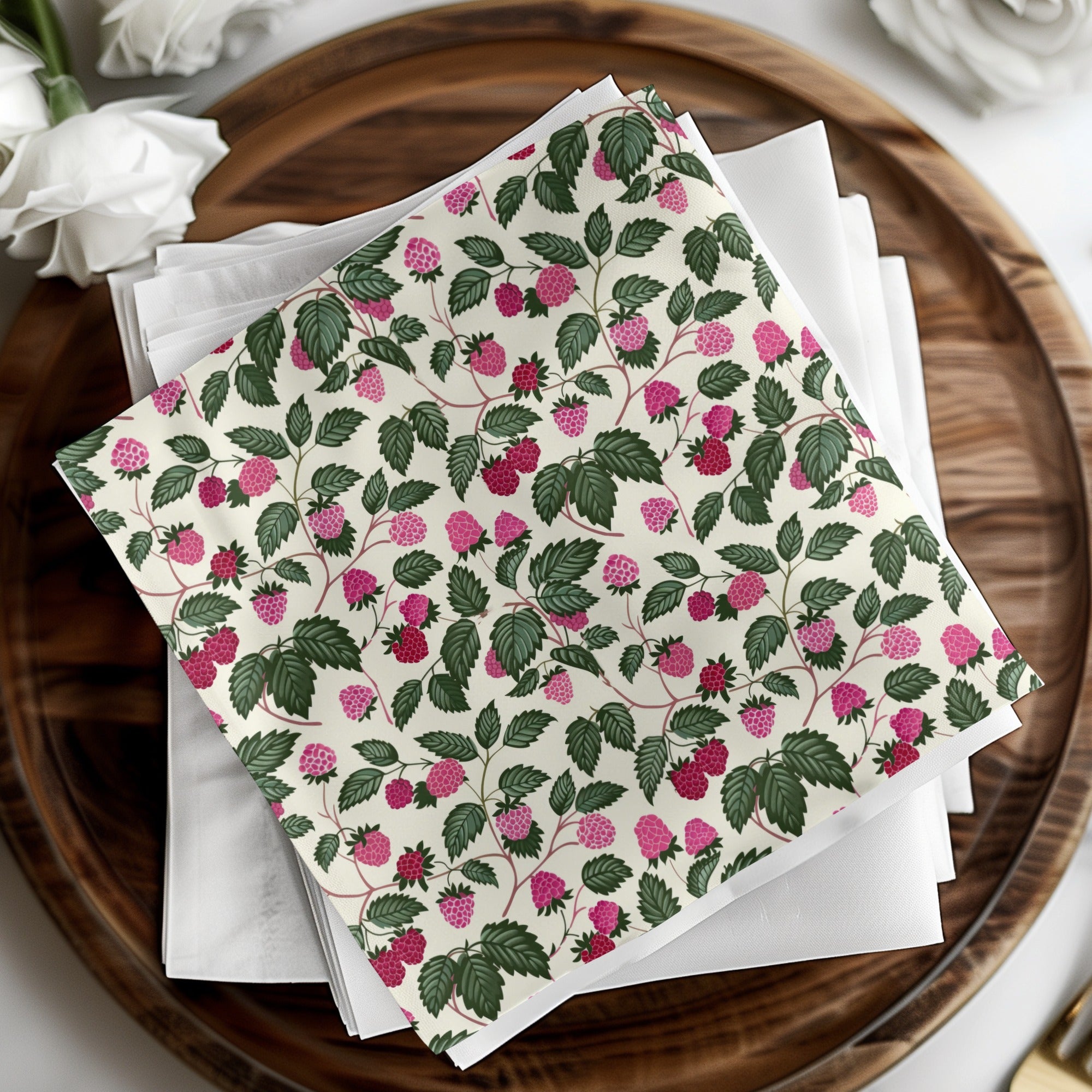 Elegant Floral Pattern Printed Napkins Set for Dining