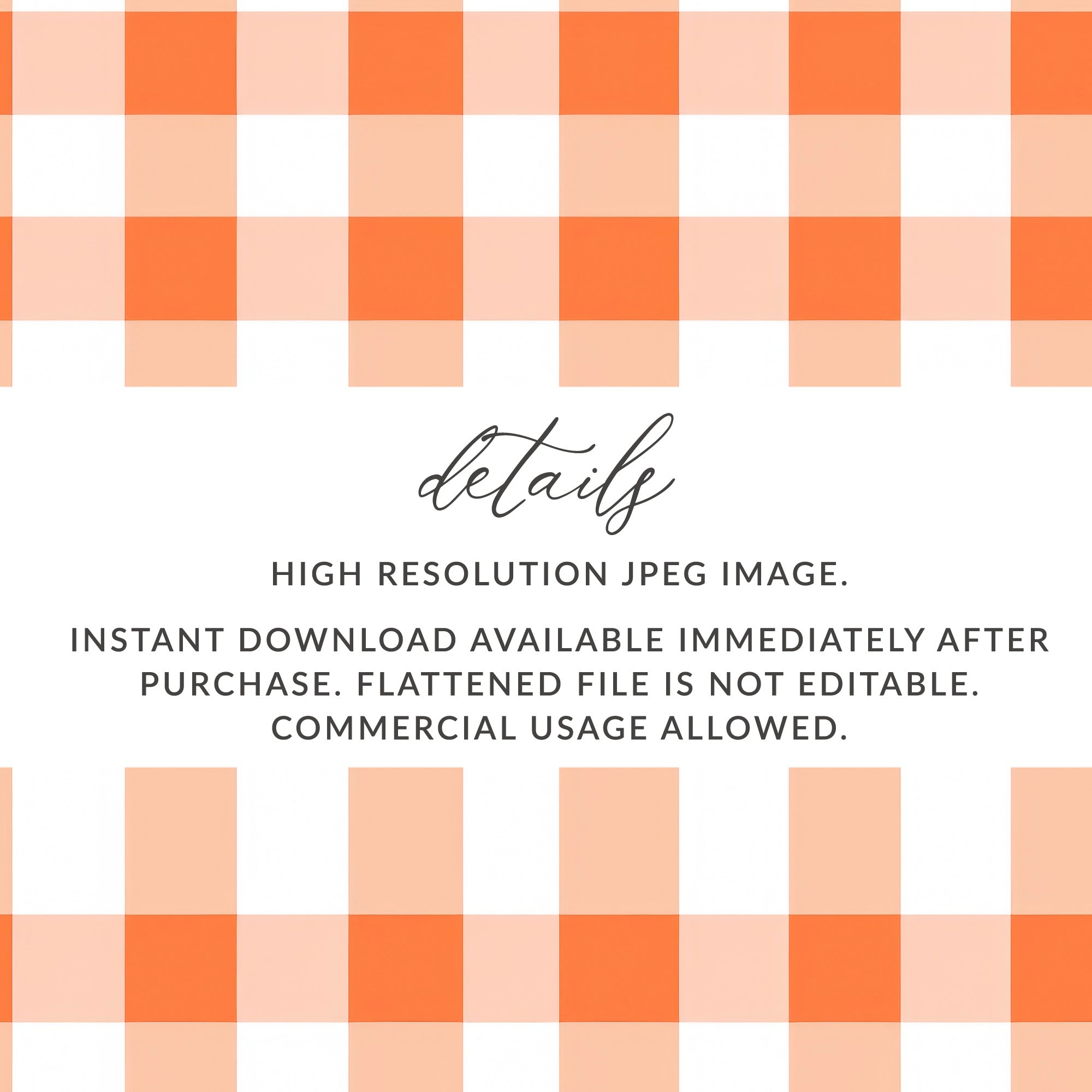 High Resolution Orange Gingham Check Digital Image File