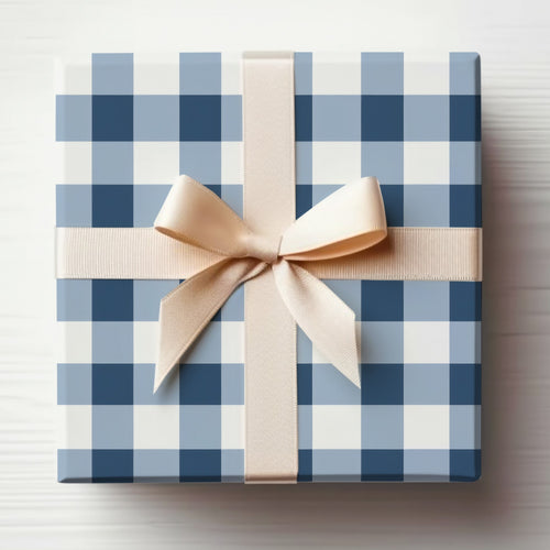 Elegant Blue and White Plaid Gift Box for Special Occasions