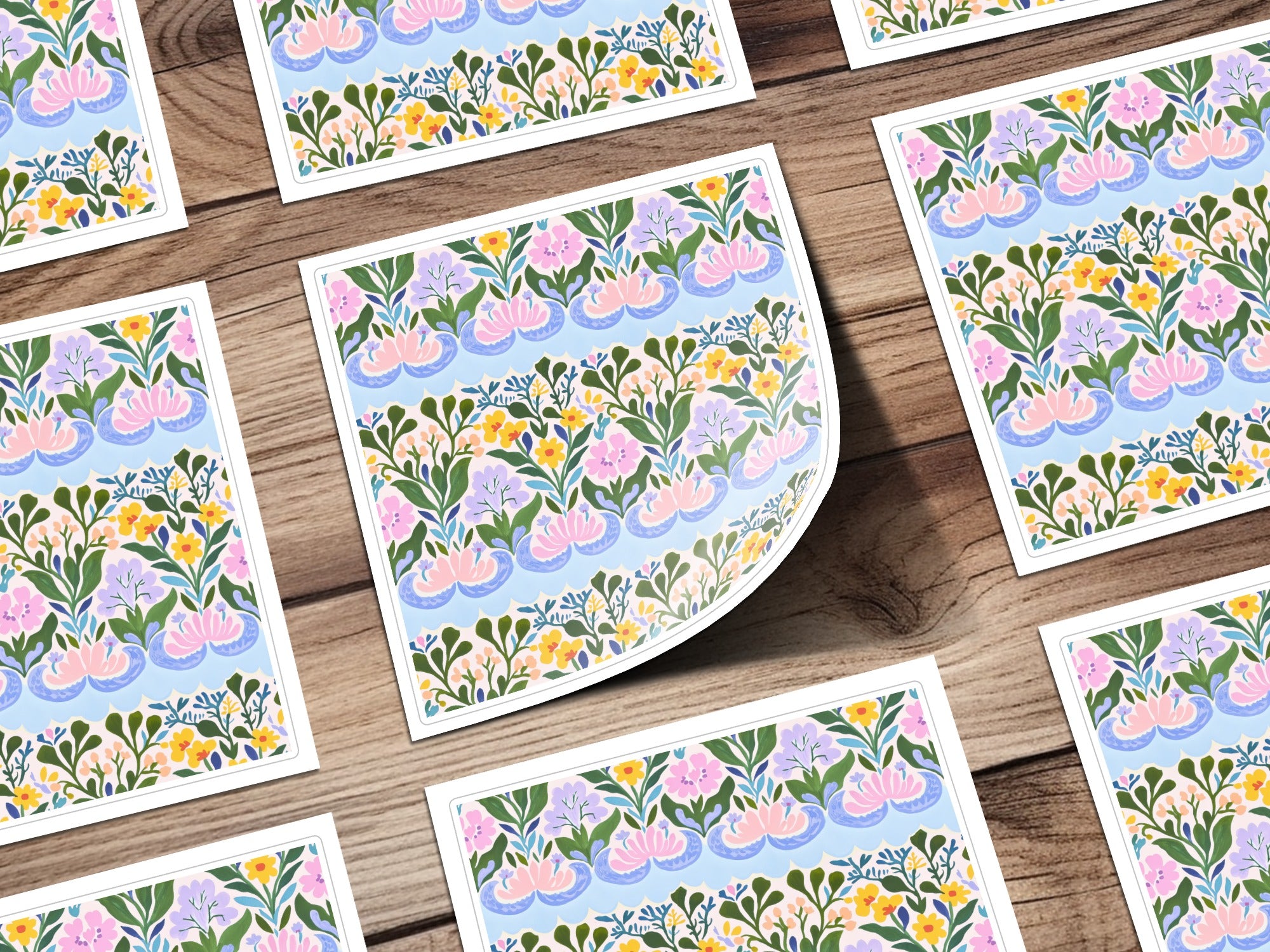 Colorful Floral Pattern with Pink Lily Pads product