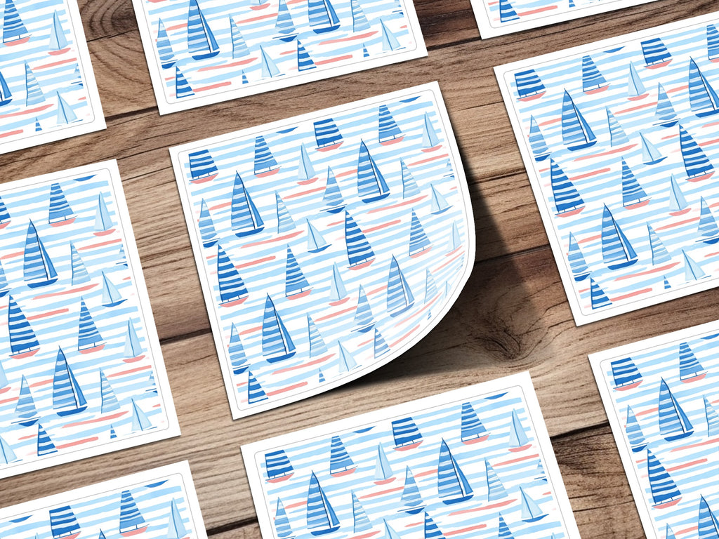 Nautical Blue Sailboat Pattern Coastal Decor Item