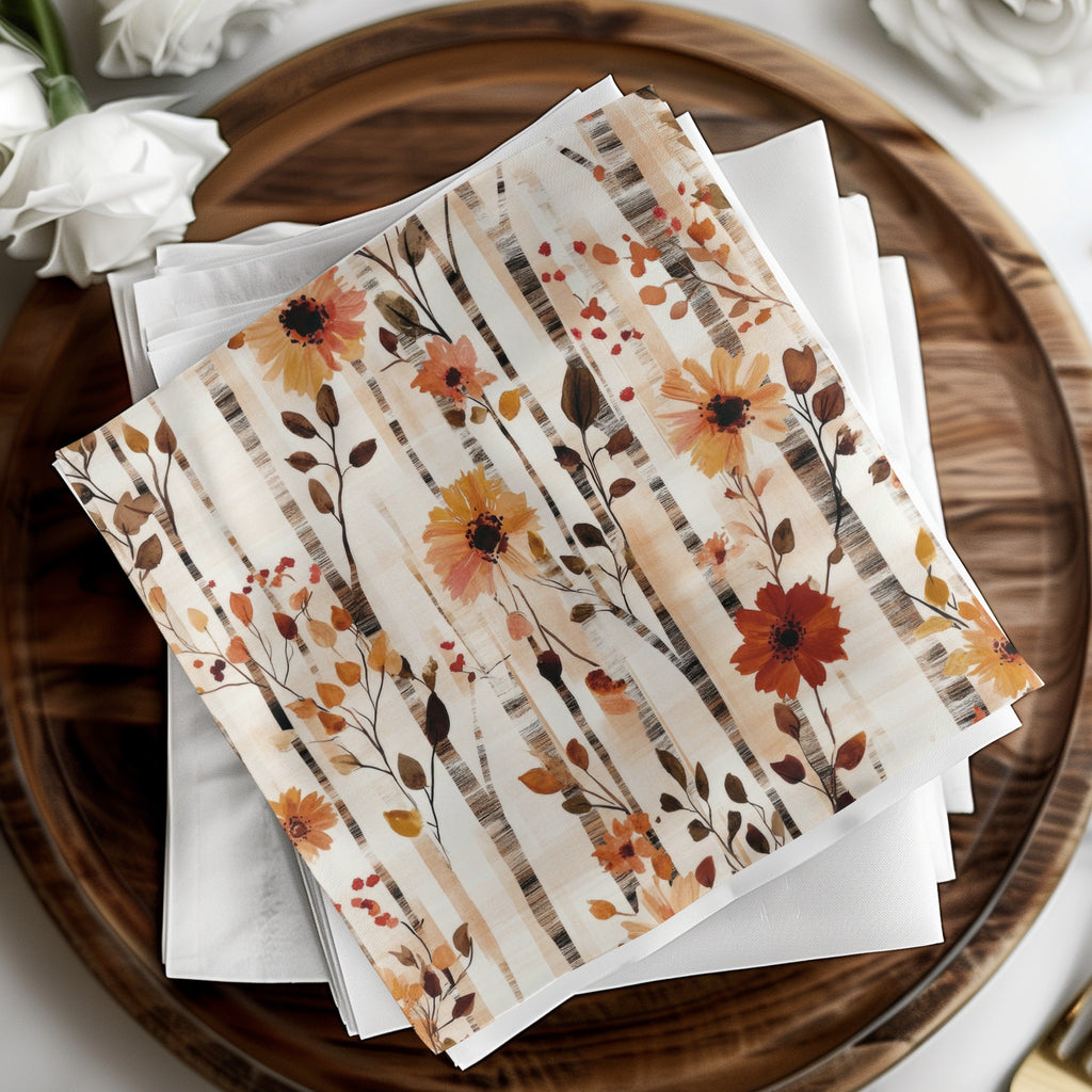 Autumn Floral Design Napkins Set for Elegant Decor