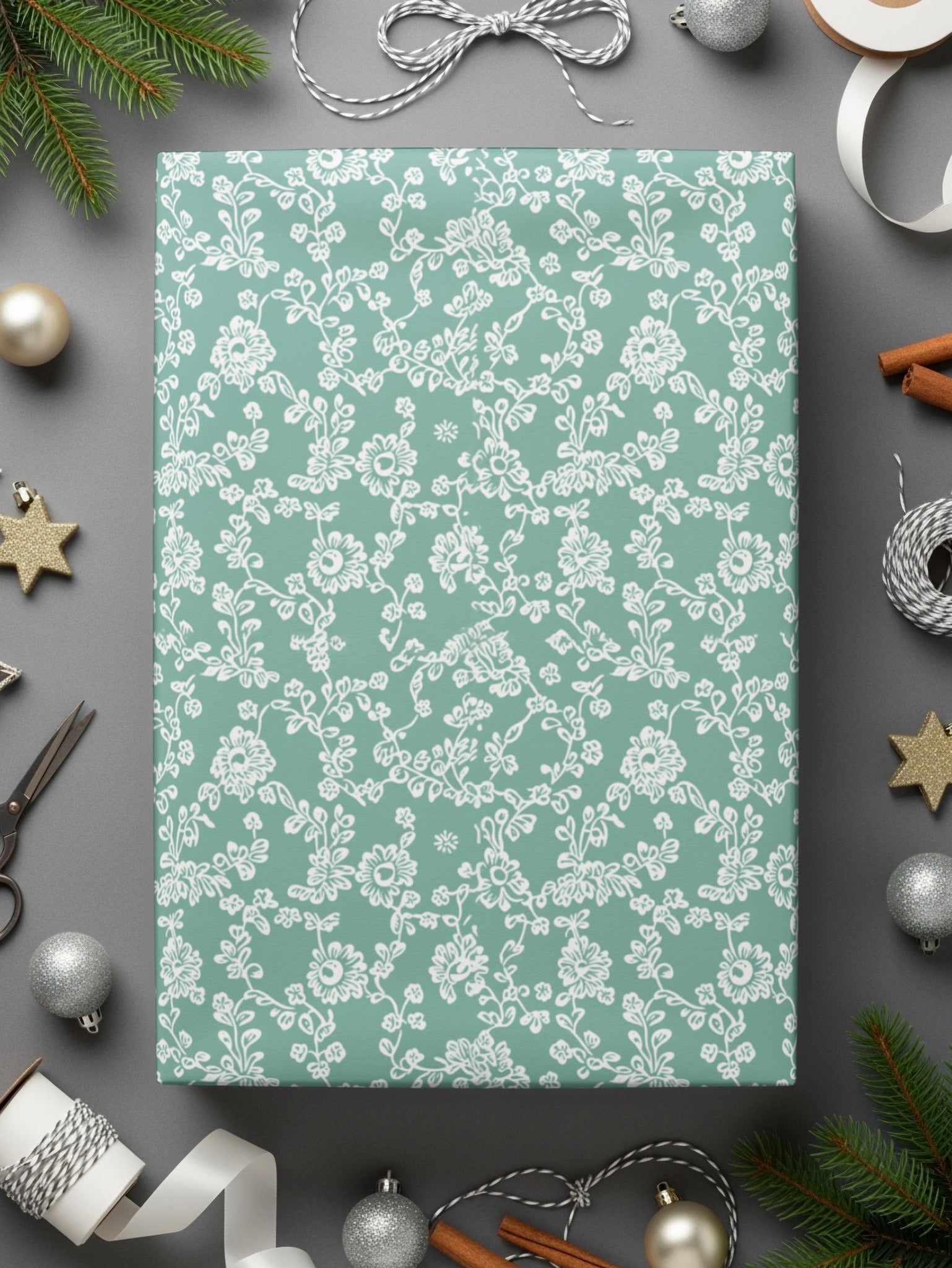 Floral Patterned Christmas Gift Wrapping Paper