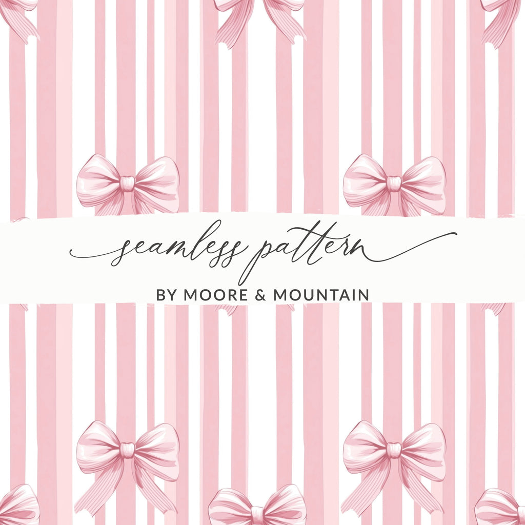 Pink Bow Striped Design Seamless Pattern by Moore & Mountain