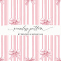 Pink Bow Striped Design Seamless Pattern by Moore & Mountain
