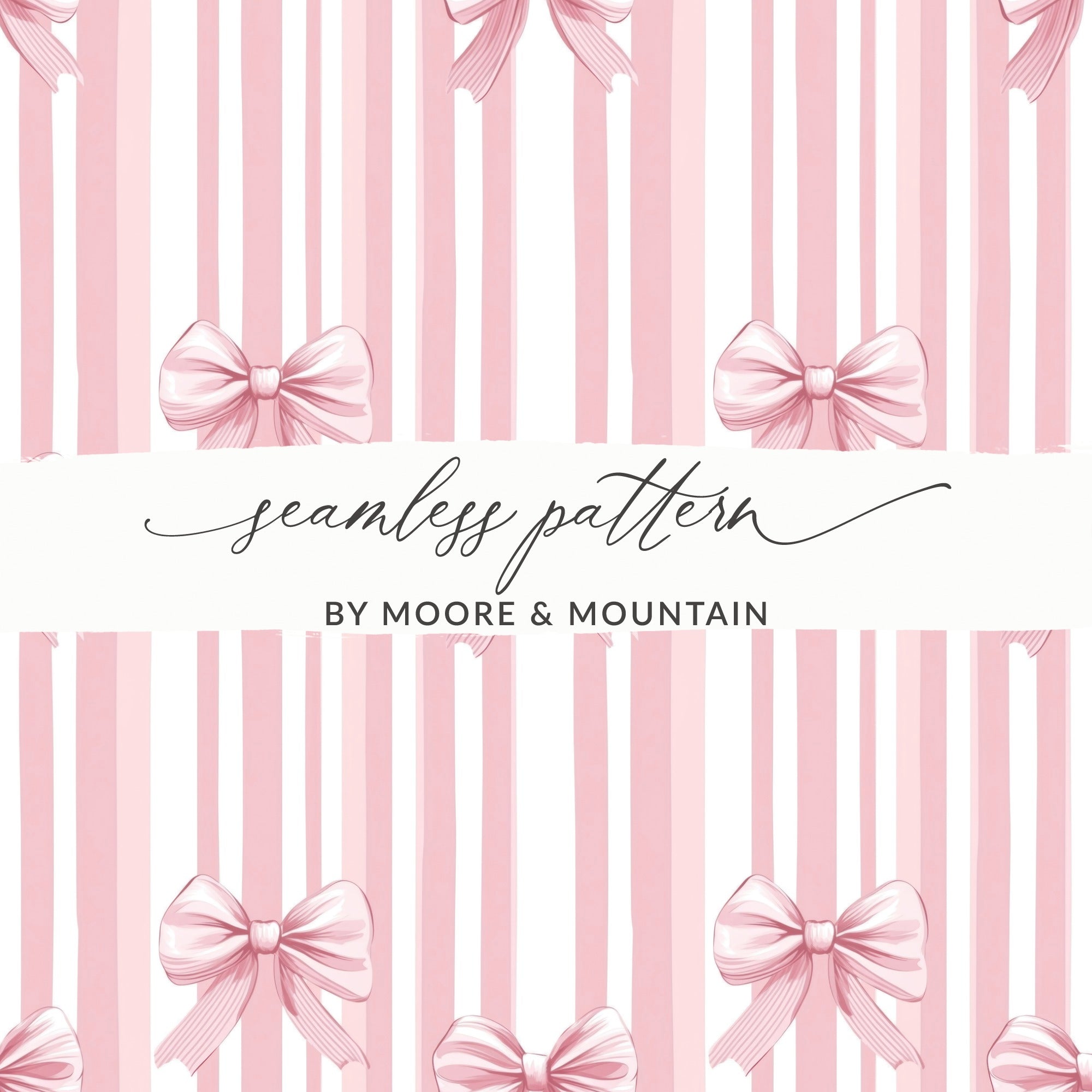 Pink Bow Striped Design Seamless Pattern by Moore & Mountain