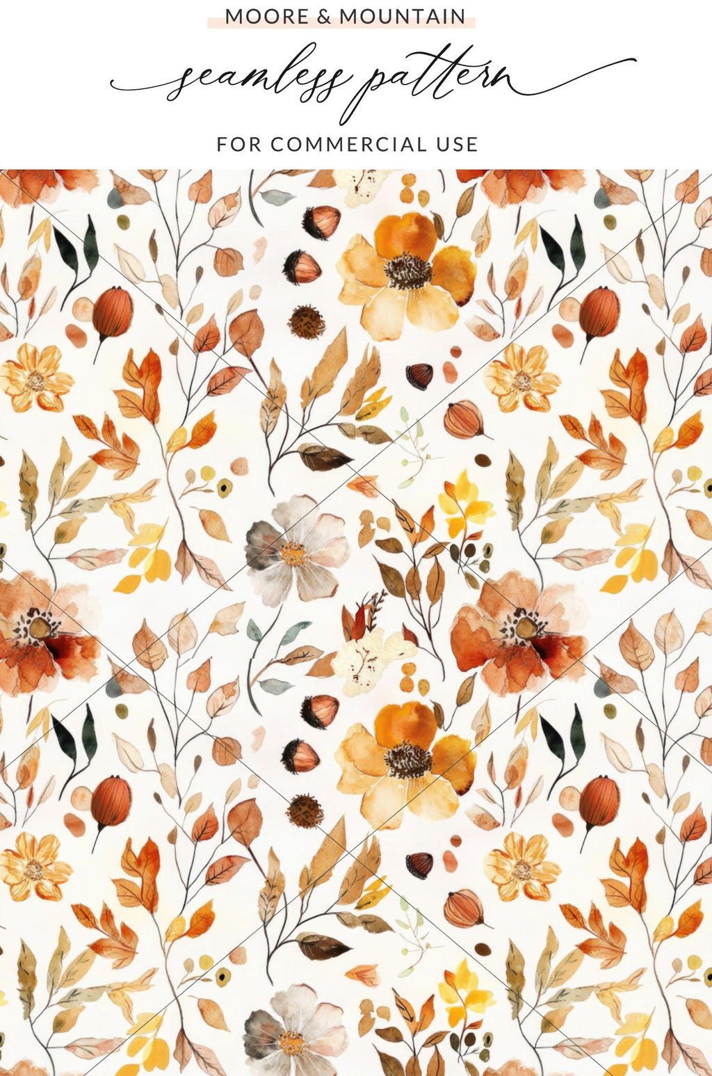 Autumn Floral Nature Inspired Seamless Pattern Design